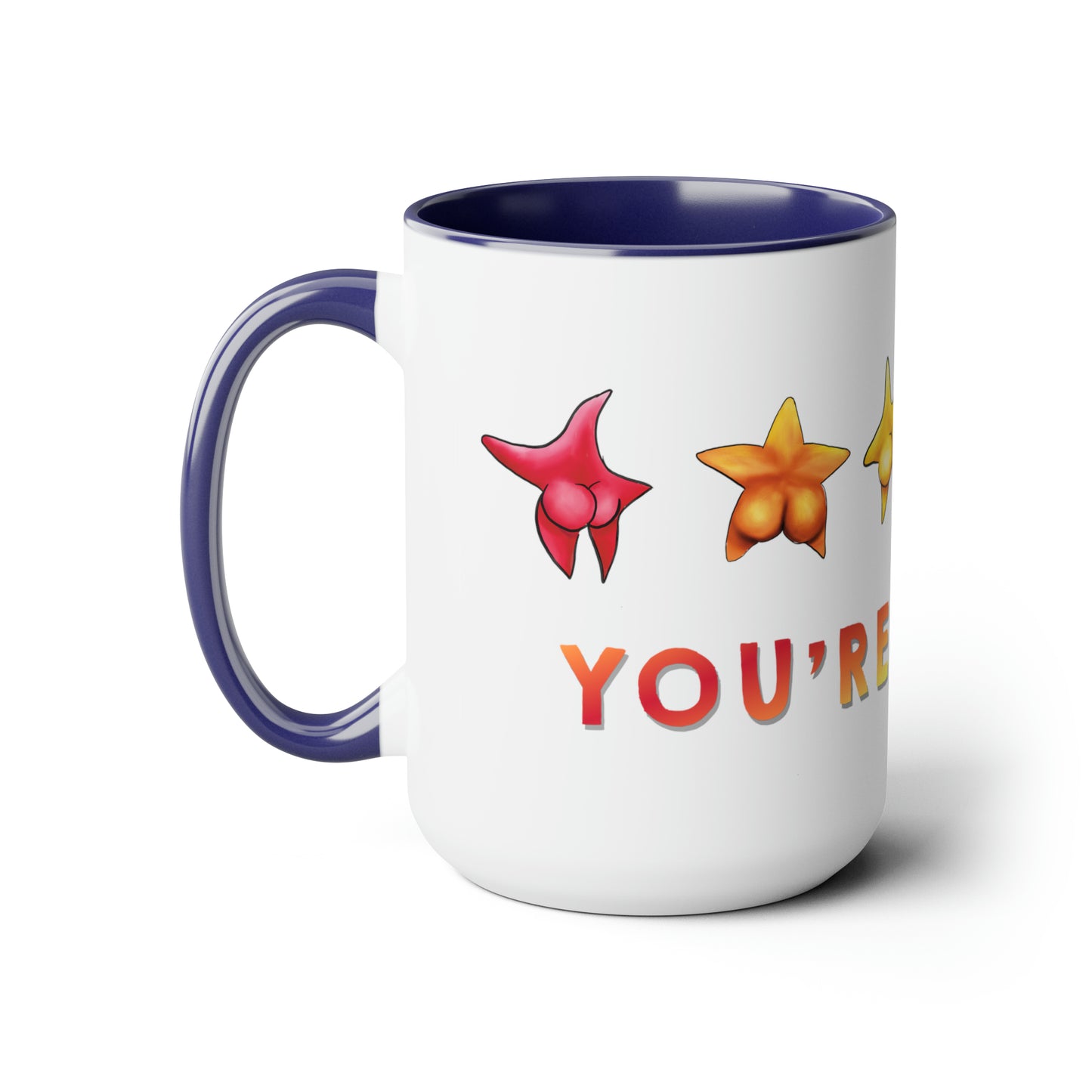 Cute Funny Rainbow Starfish Mug, 15 oz