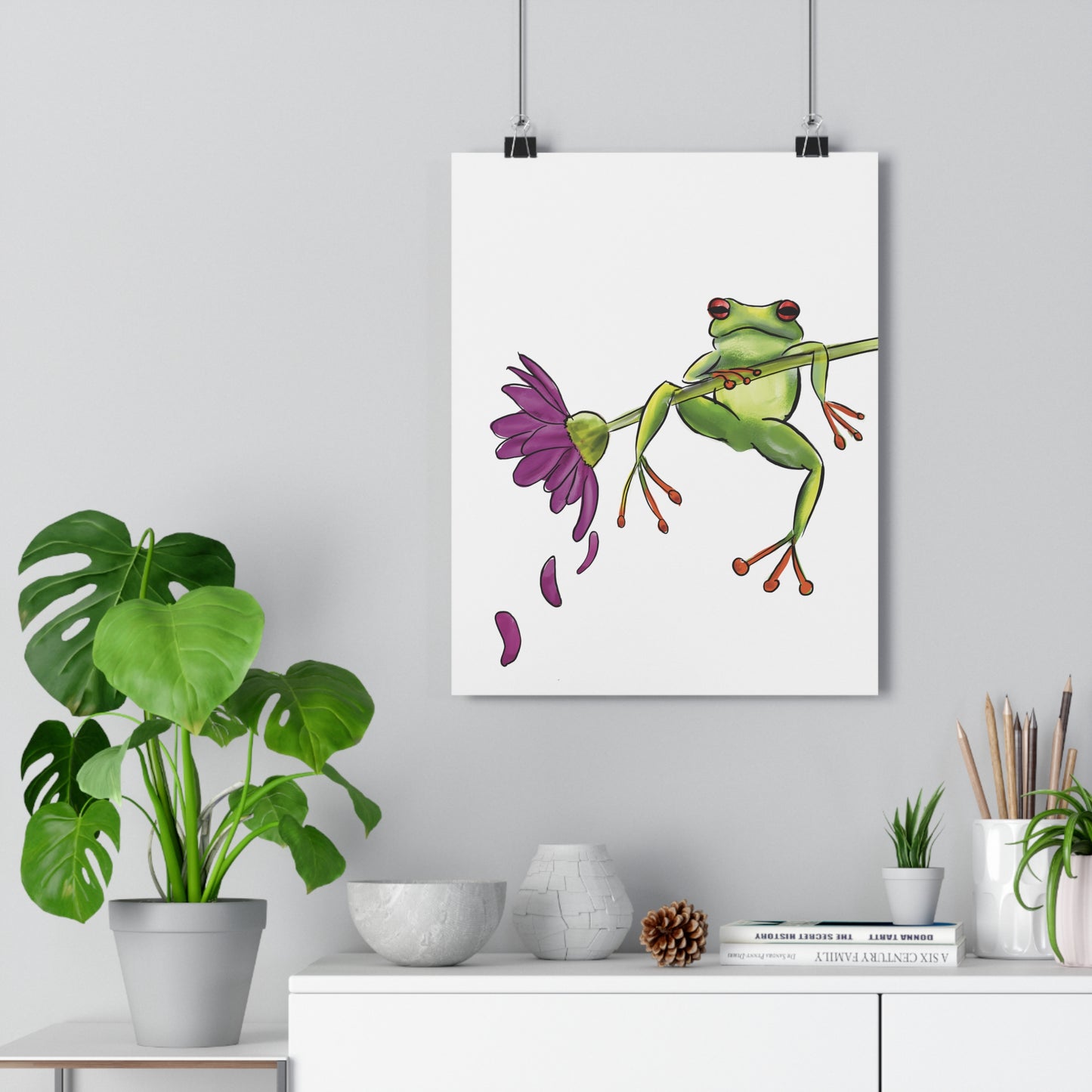 Cute Frog on Flower Art Print