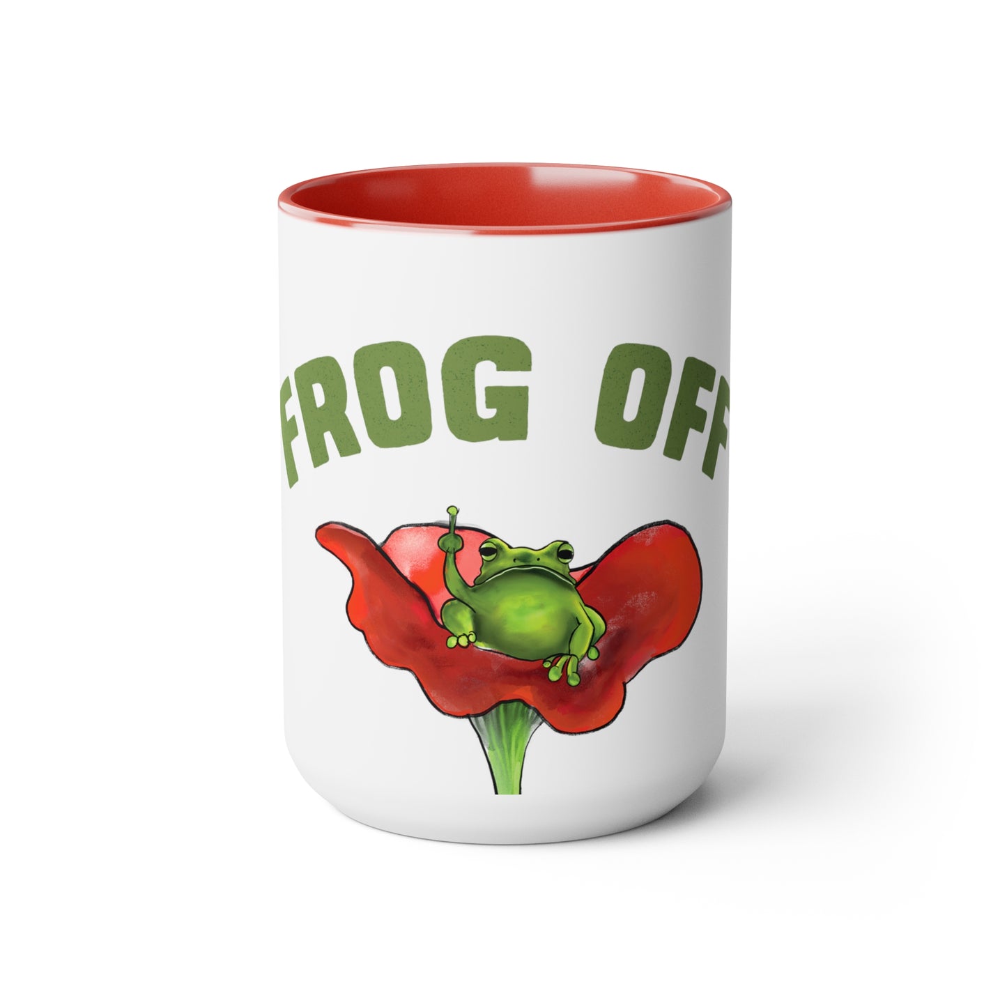 Red Accent Frog Off Mug, 15 oz