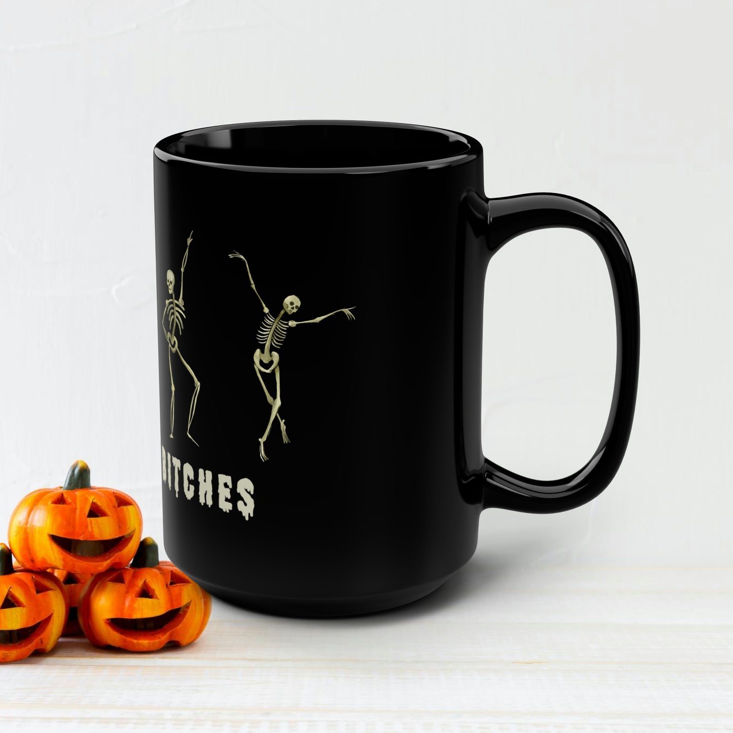 Halloween Mug, Dancing skeletons, cute funny halloween mug, halloween skeleton mug, halloween decor, kitchen halloween decor, cute mug, 15 oz