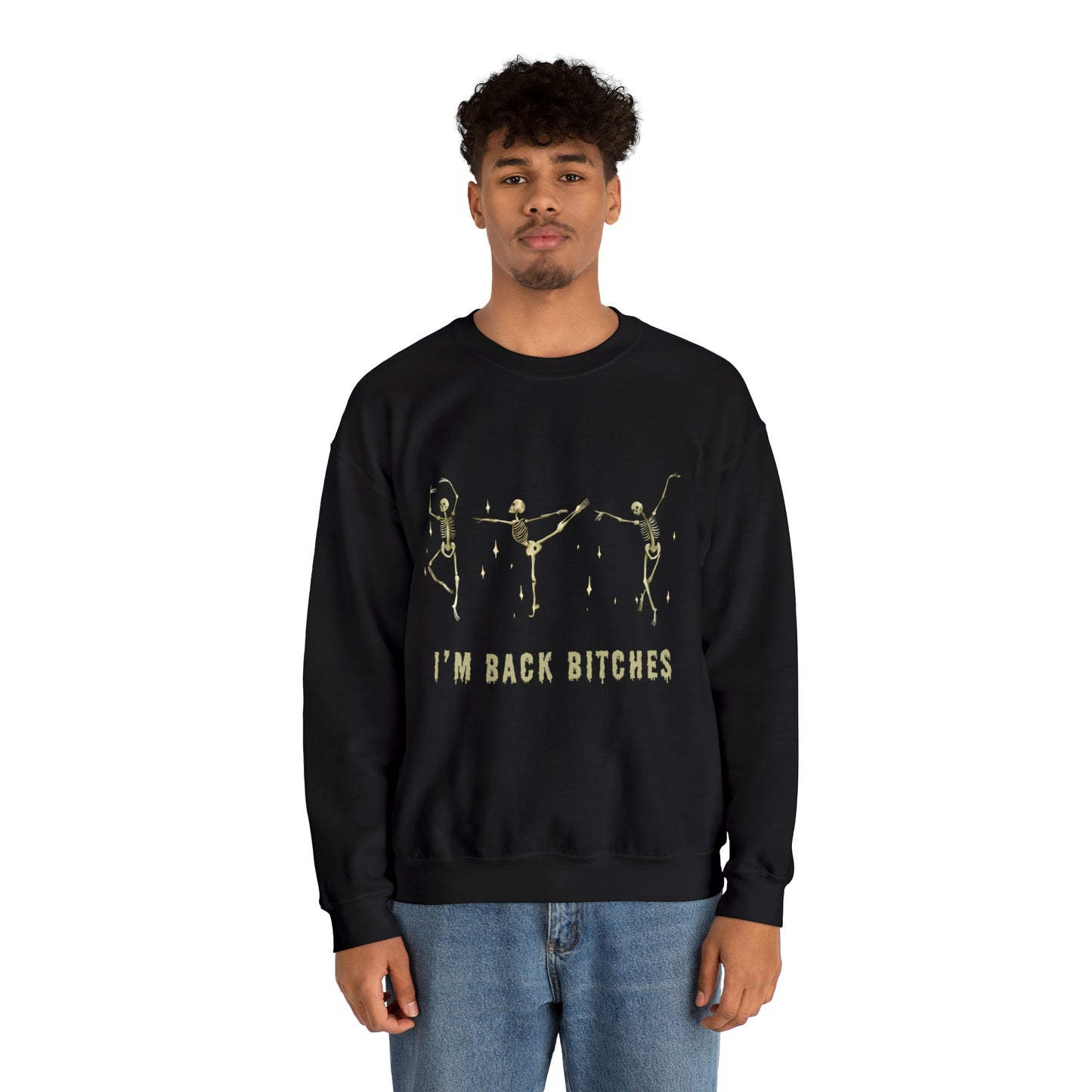 Halloween Crewneck Sweatshirt, Cute Funny Skeleton Dancing Art