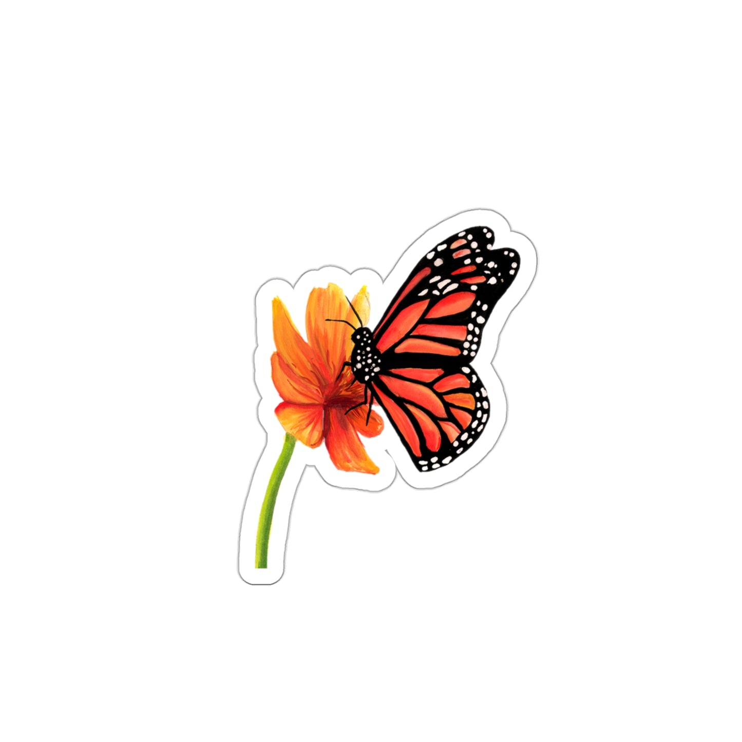 Cute watercolor Butterfly on Flower Sticker, Monarch butterfly lover sticker, water bottle, pretty back to school sticker, fun sticker, butterfly