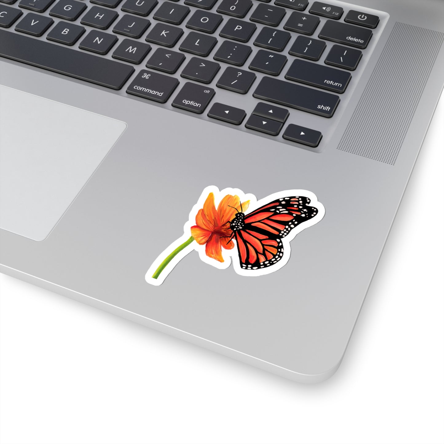 Cute watercolor Butterfly on Flower Sticker, Monarch butterfly lover sticker, water bottle, pretty back to school sticker, fun sticker, butterfly