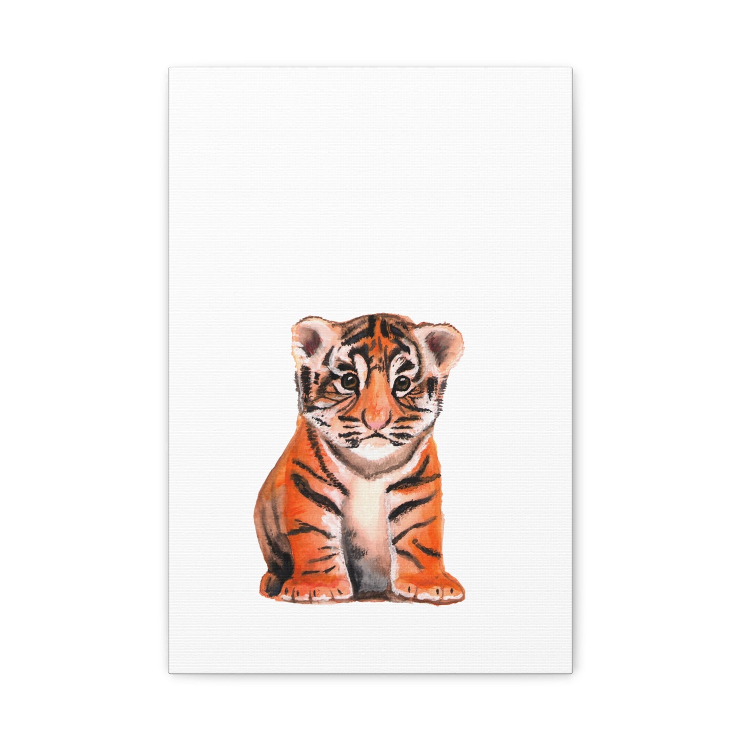 Cute Tiger Cub Gallery Canvas Wrap, Watercolor tiger cub, nursery room art, cute baby shower gift, new mom gift, cute baby tiger wall art, kids room art