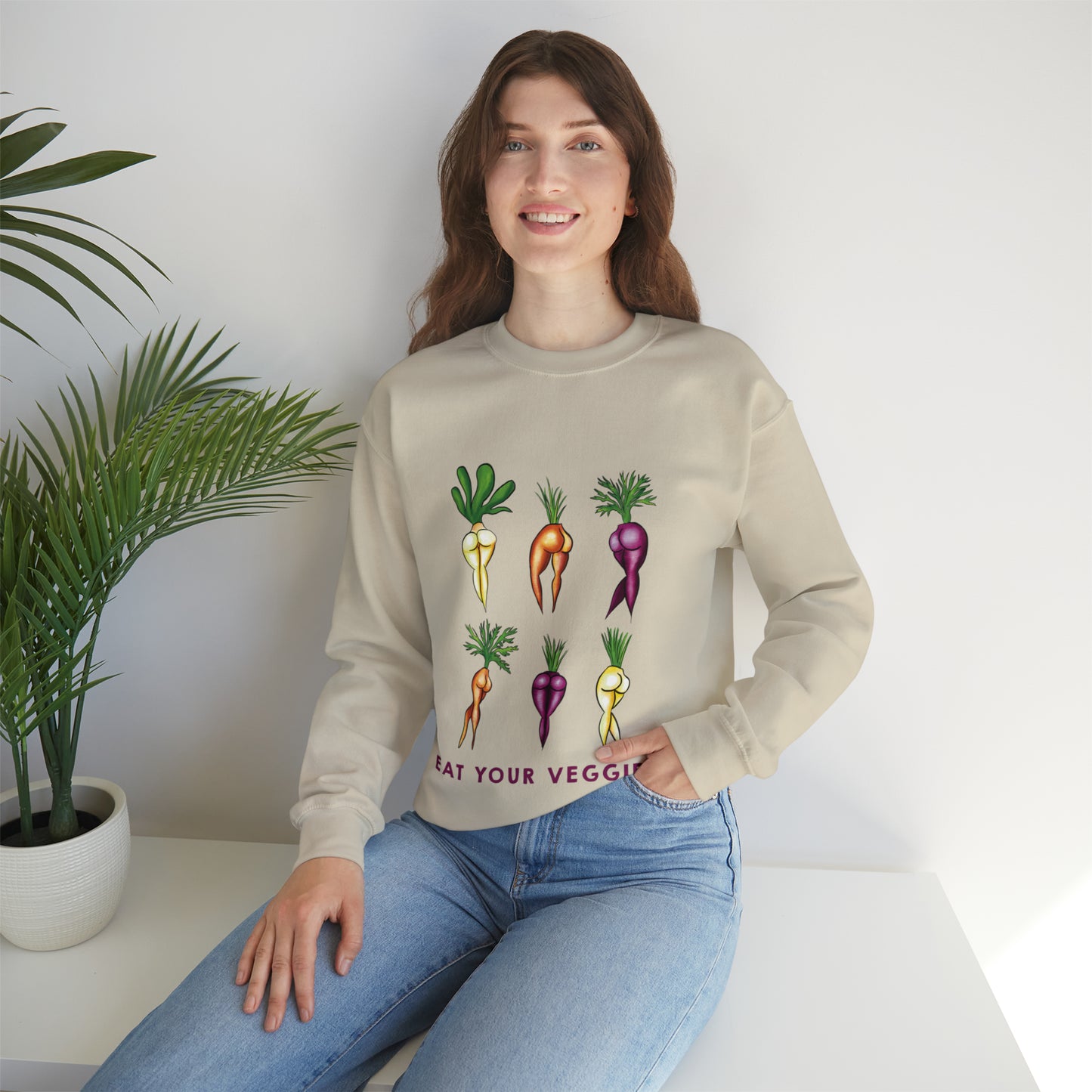 Cute Funny Crewneck Sweatshirt, Funny Sexy Veggie Crewneck, Cute Anime Sexy Carrot Booty, Funny Crewneck