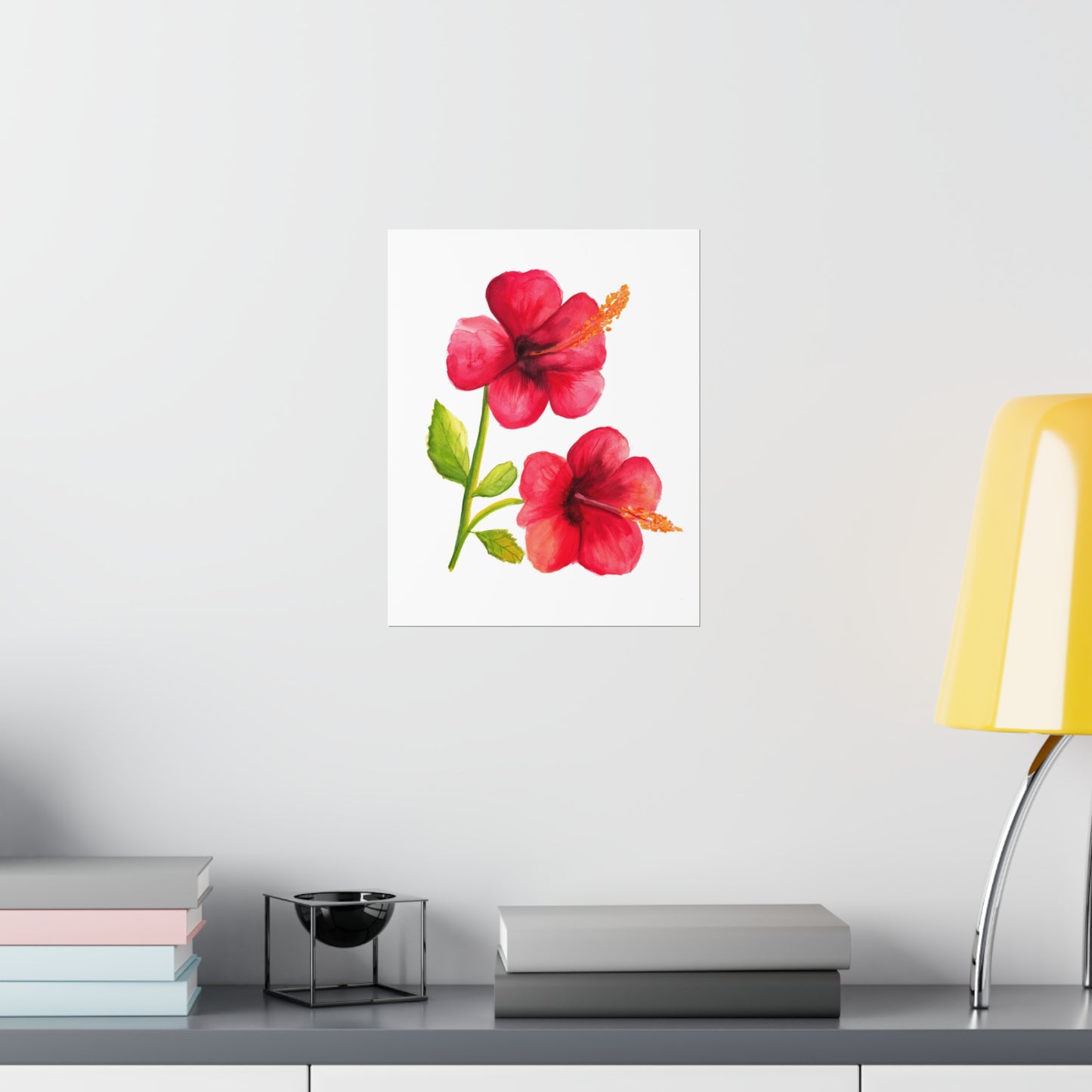 Watercolor Hibiscus Flowers Art Print, Pretty Watercolor flower Poster, Art Print hibiscus flower, pretty hibiscus flower art print