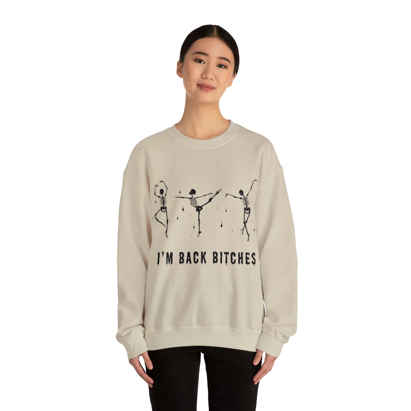 Halloween Crewneck Sweatshirt, Cute Funny Skeleton Dancing Art