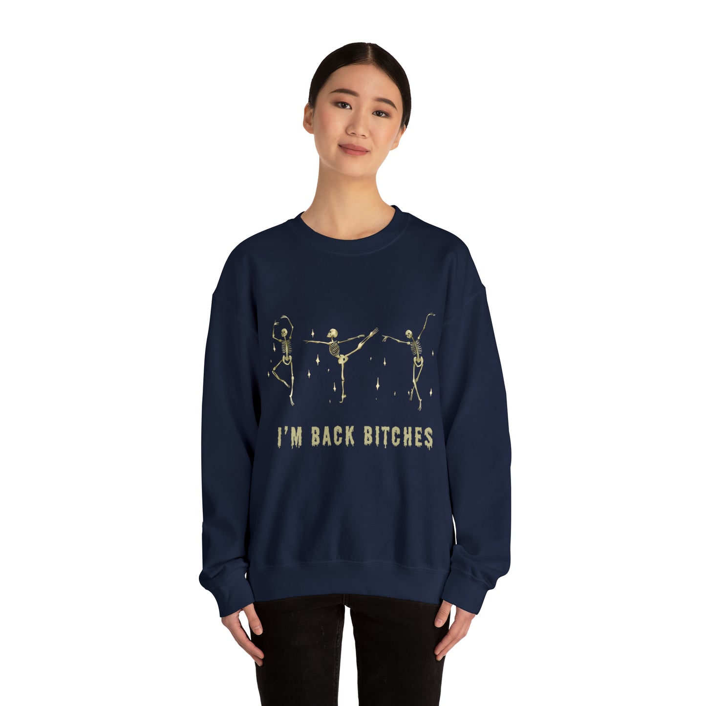 Halloween Crewneck Sweatshirt, Cute Funny Skeleton Dancing Art