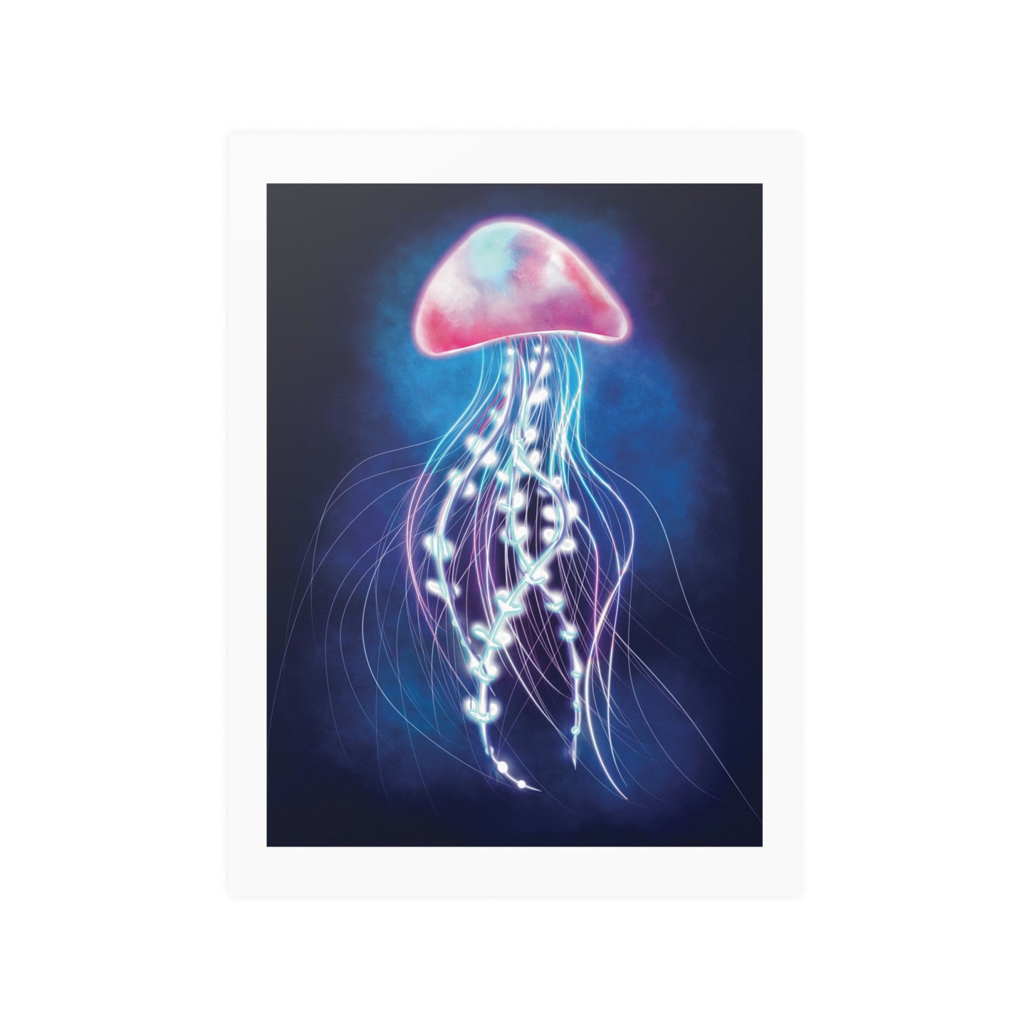 Jellyfish Illustration Satin Poster