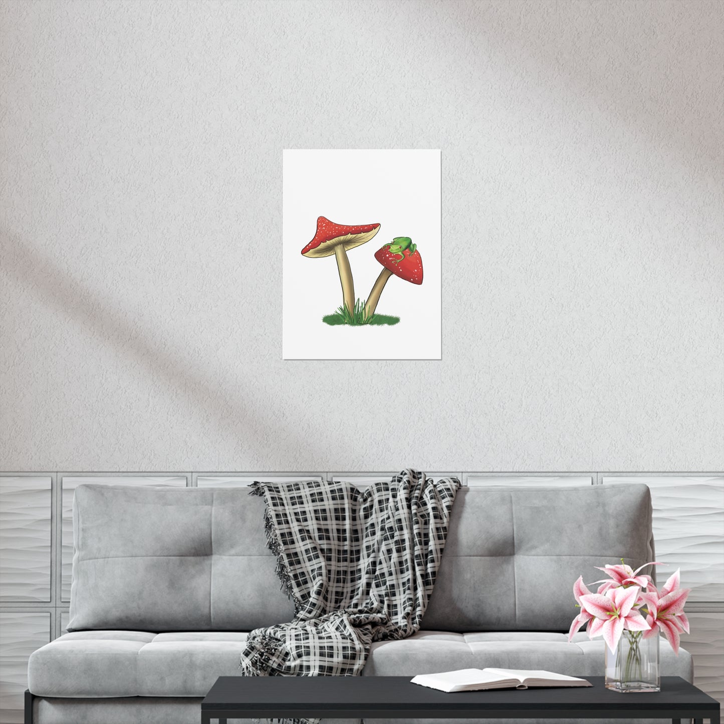 Frog Relaxing on a Mushroom Poster