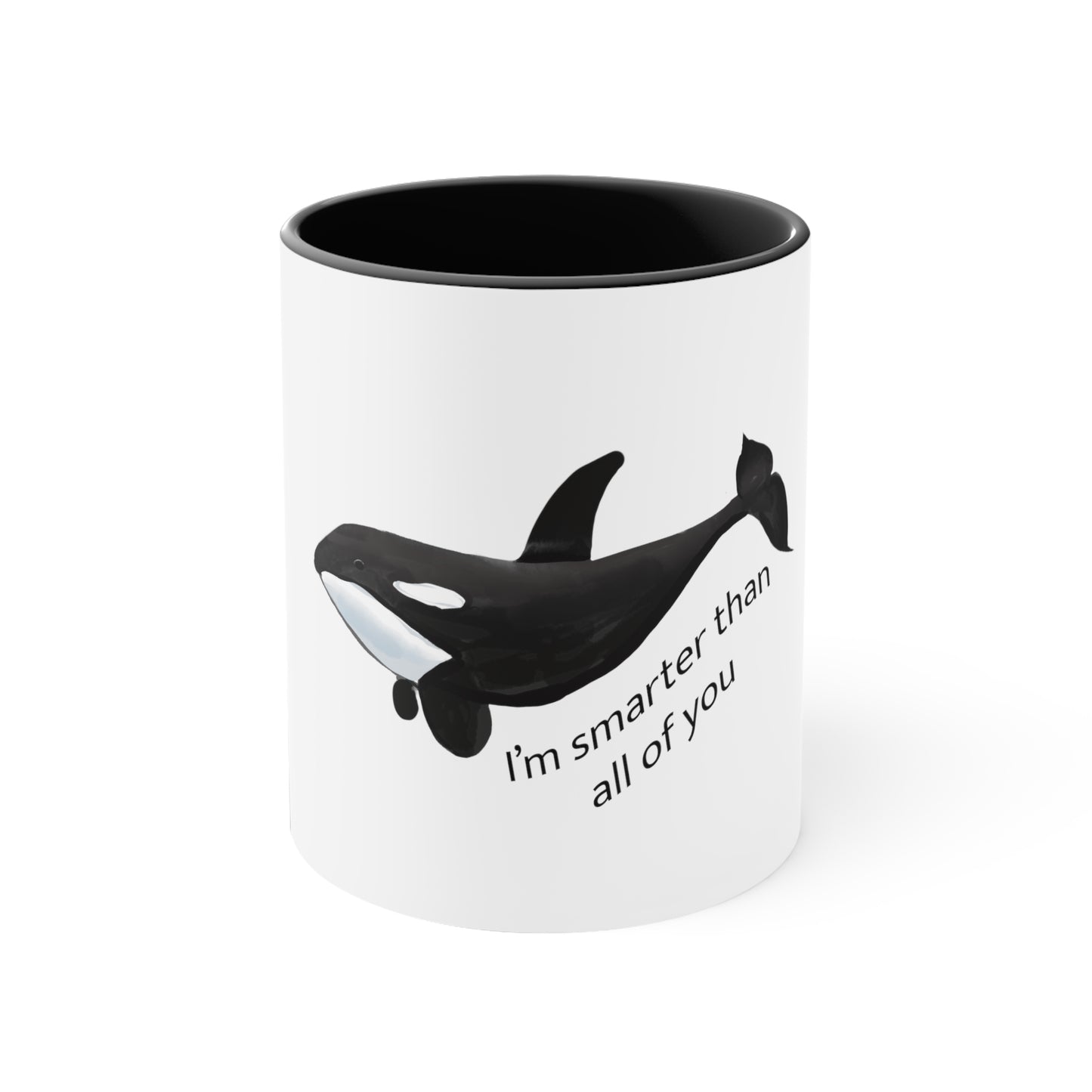 Cute Funny Orca Whale Mug, Accent mug, Black orca whale mug, accent mug 11 oz black orca mug