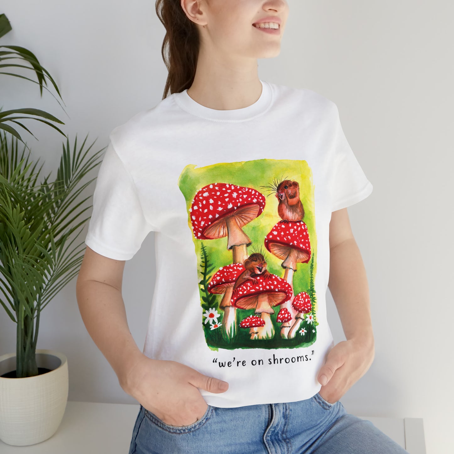 Watercolor Mice and mushrooms T shirt, Cute Funny Graphic T shirt, We're on shrooms T shirt, funny punny shirt cute