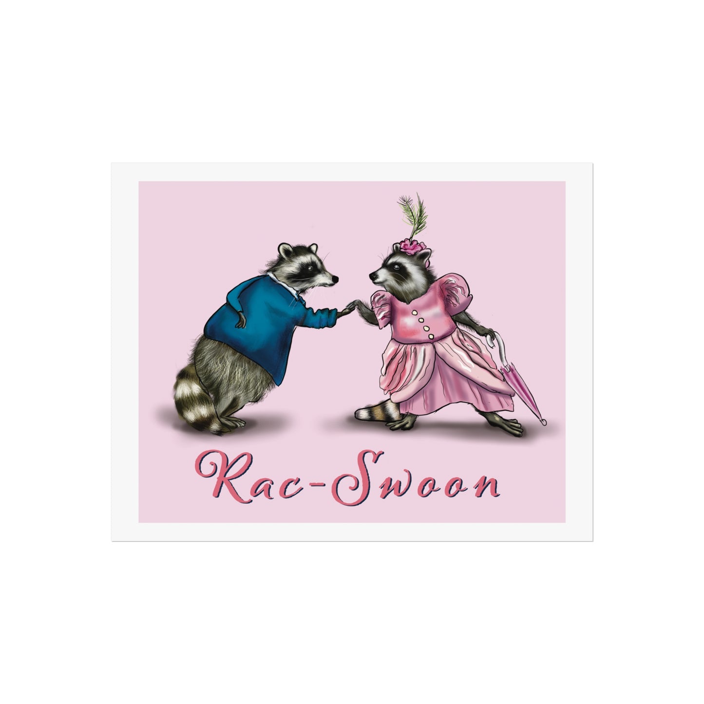 Cute Funny Raccoon Fine Art Posters, raccoons dancing, cute victorian animals dress