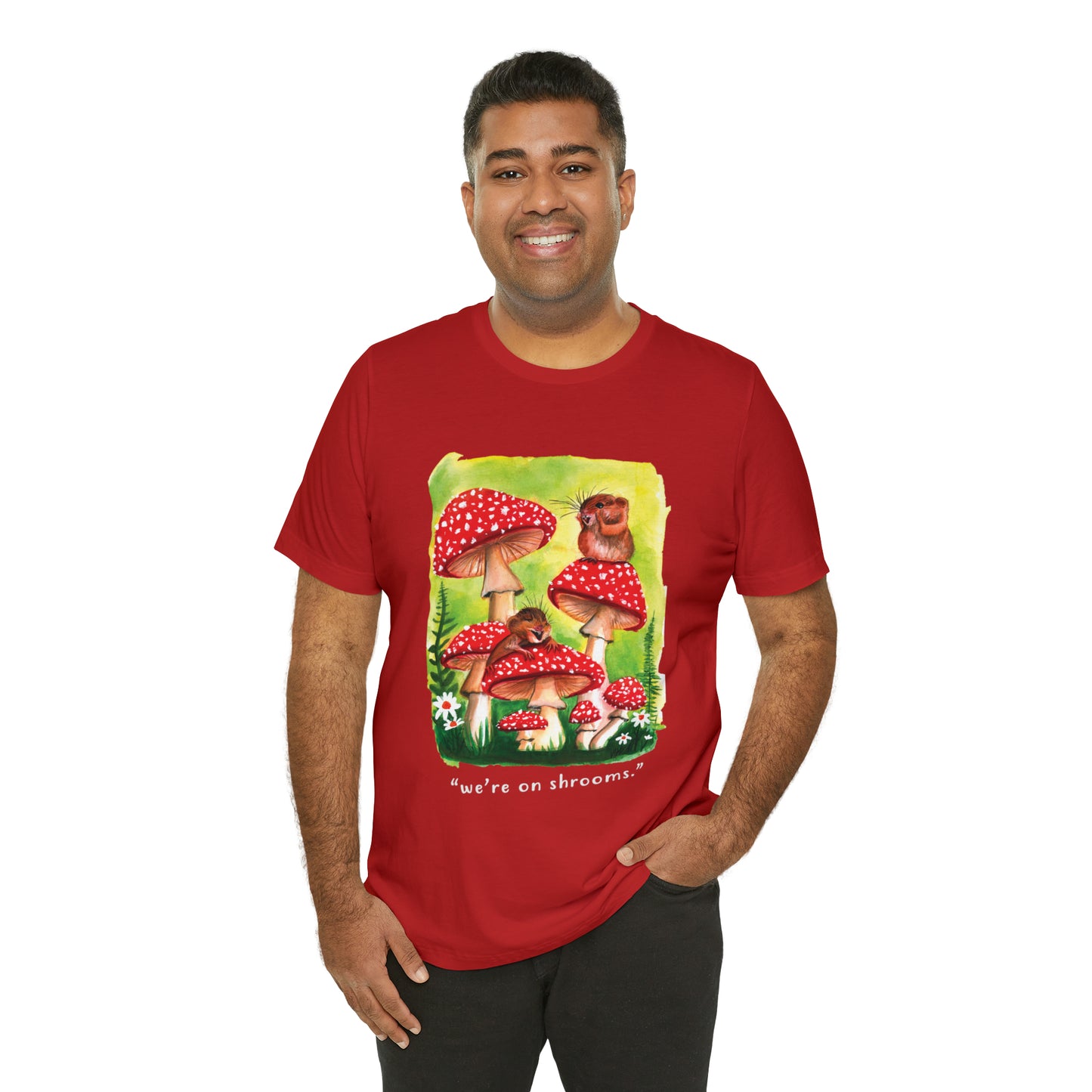 Watercolor Mice and mushrooms T shirt, Cute Funny Graphic T shirt, We're on shrooms T shirt, funny punny shirt cute