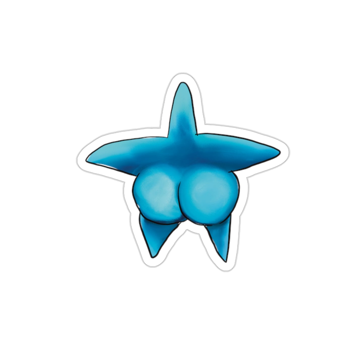 Funny Starfish Sticker Blue Booty, Starfish Ass Sticker, illustration