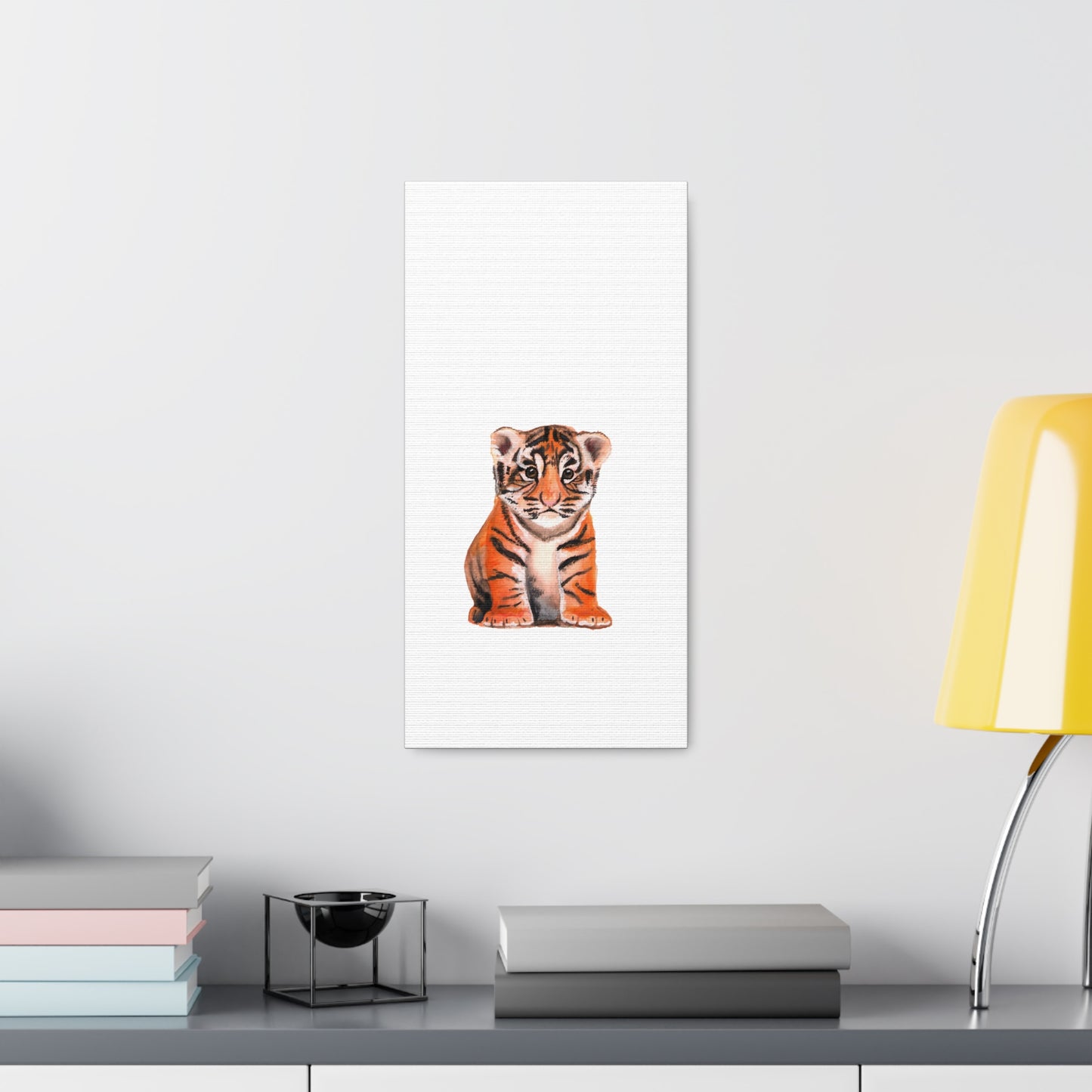 Cute Tiger Cub Gallery Canvas Wrap, Watercolor tiger cub, nursery room art, cute baby shower gift, new mom gift, cute baby tiger wall art, kids room art