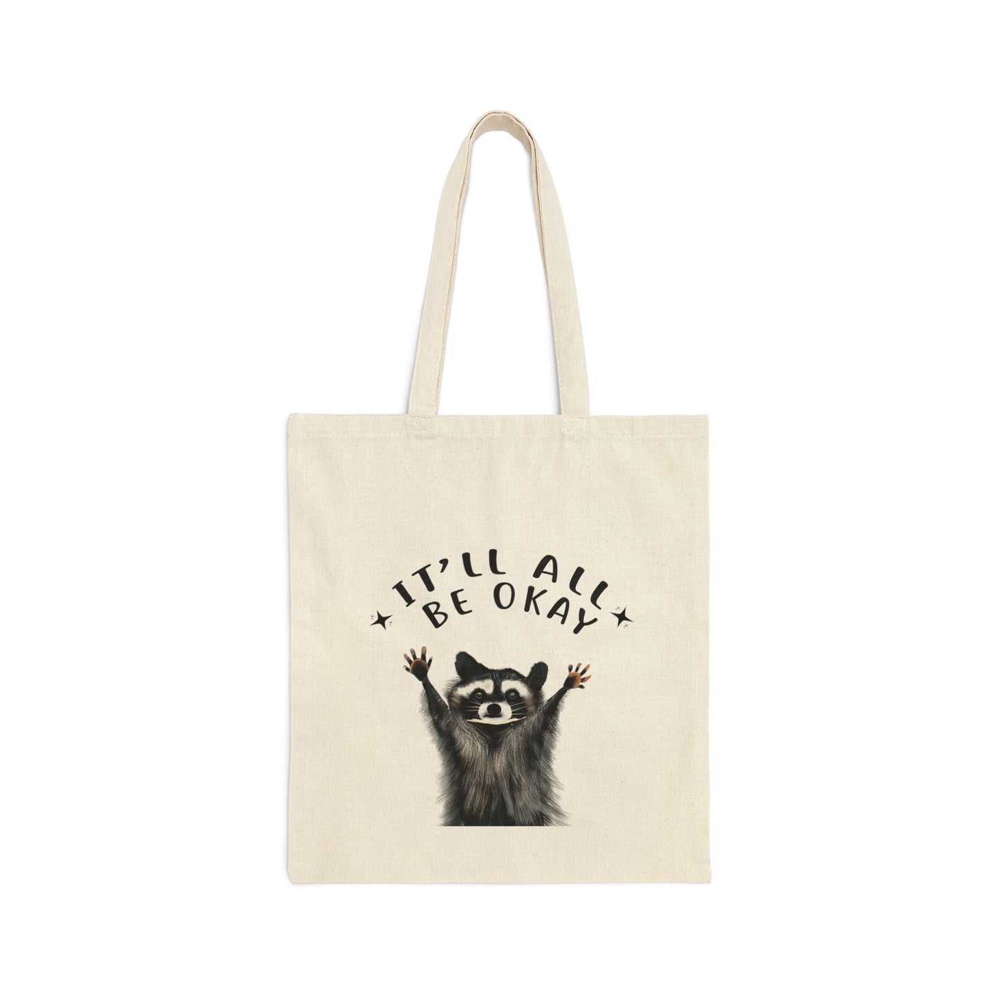 Cute raccoon hands tote bag, cute funny raccoon lover gift tote bag, it'll all be okay, positive message tote bag