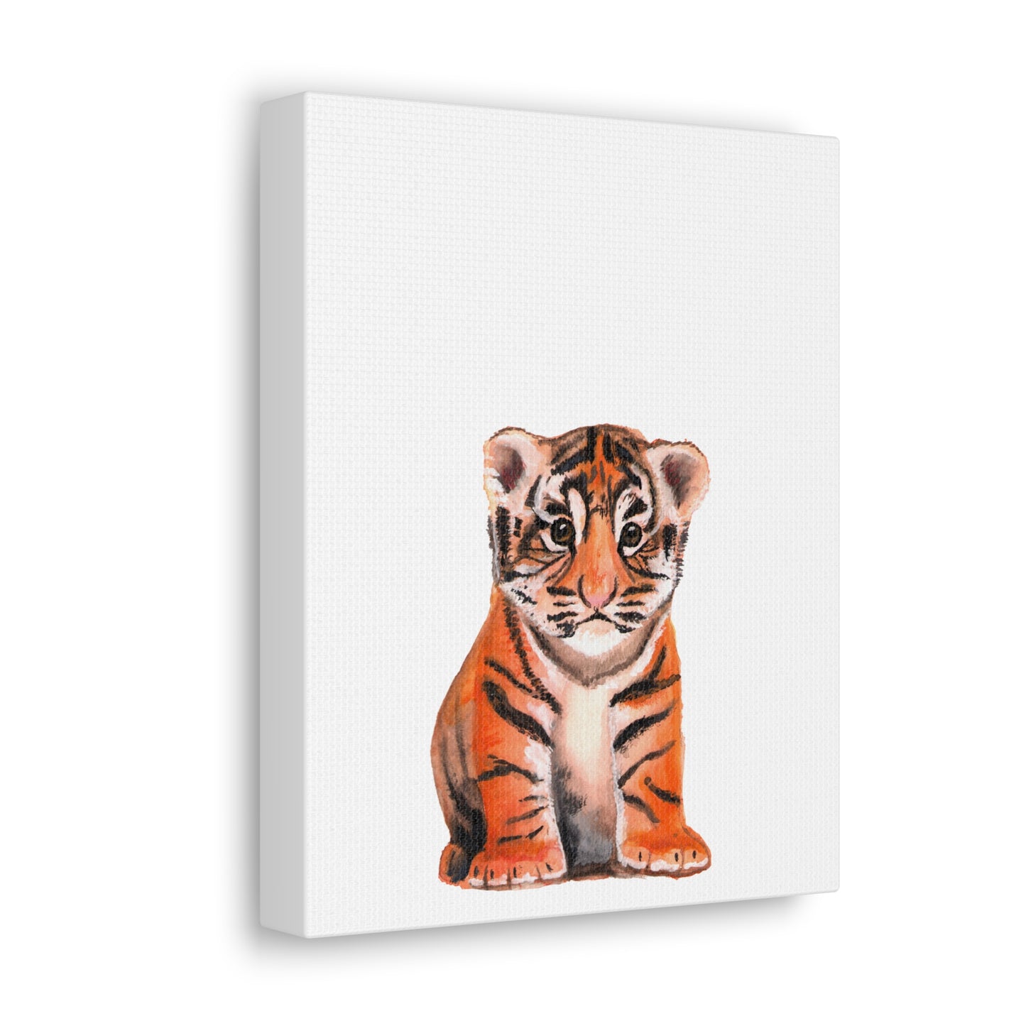 Cute Tiger Cub Gallery Canvas Wrap, Watercolor tiger cub, nursery room art, cute baby shower gift, new mom gift, cute baby tiger wall art, kids room art