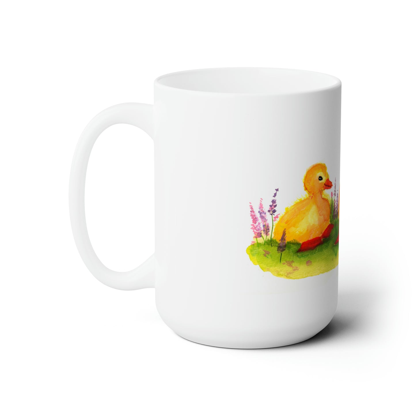 Cute Duckling Mug, Watercolor Painting Cute Ducklings, 15 oz mug, duckling flowers cute mug, Teacher mug, Animal lover gift,