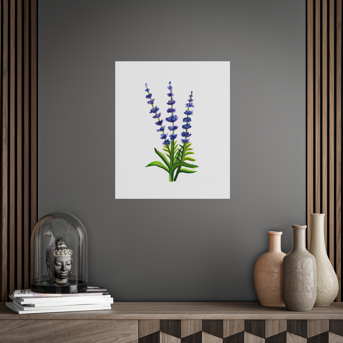 Watercolor Lavender Flowers Art Poster, Pretty Lavender flower art, watercolor wildlflowers, cute flowers