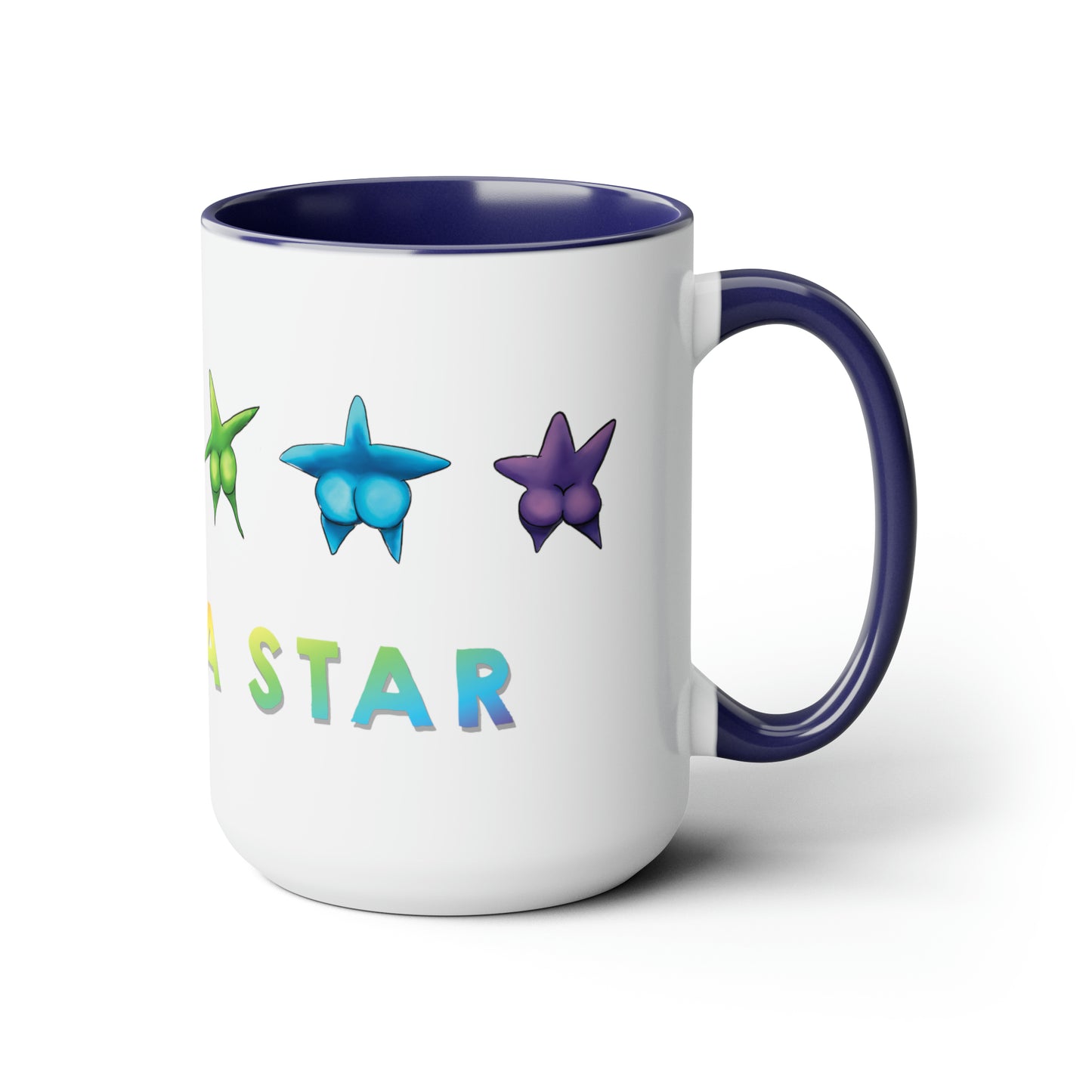 Cute Funny Rainbow Starfish Mug, 15 oz