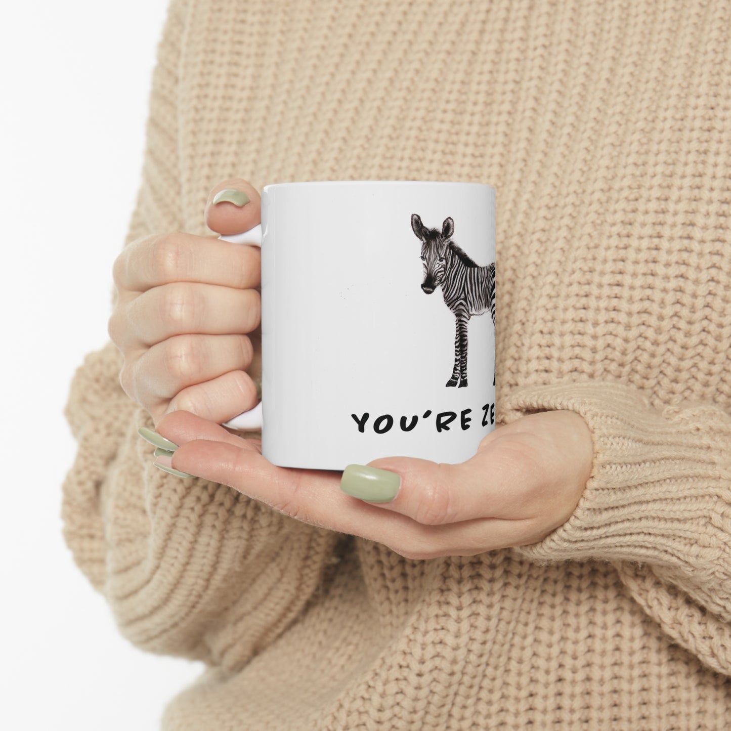 Cute Funny Zebra Mug, Zebra cute mug, funny pun zebra mug, cute graphite zebra art, baby zebra drawing, cute baby animal mug pun