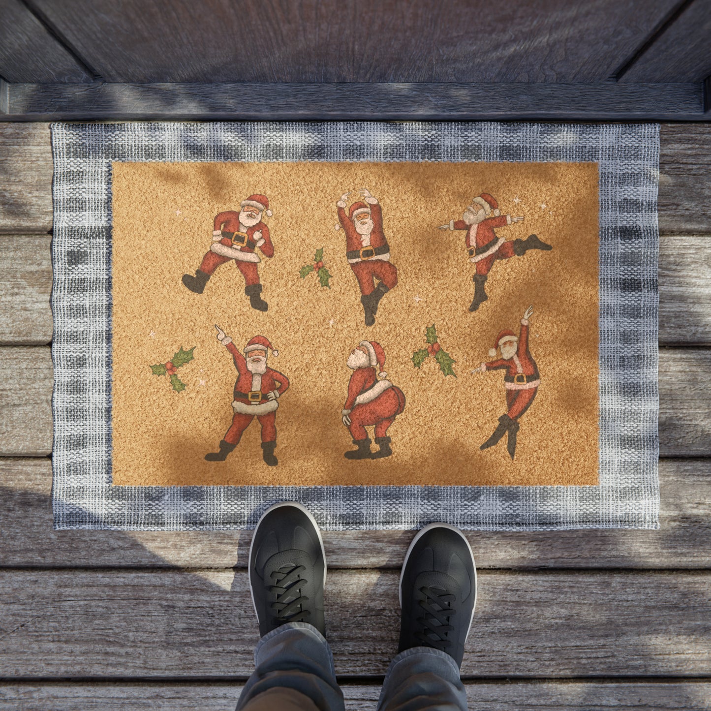 Cute Santa Dancing Christmas doormat, Funny Ballet Santa Front doormat, holiday home decor cute funny, holiday outdoor decor cute