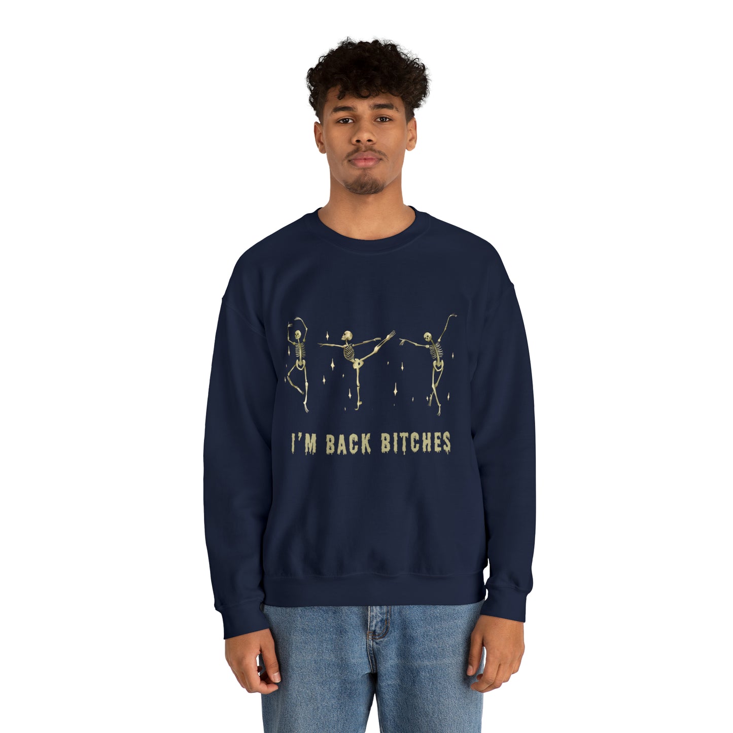 Halloween Crewneck Sweatshirt, Cute Funny Skeleton Dancing Art