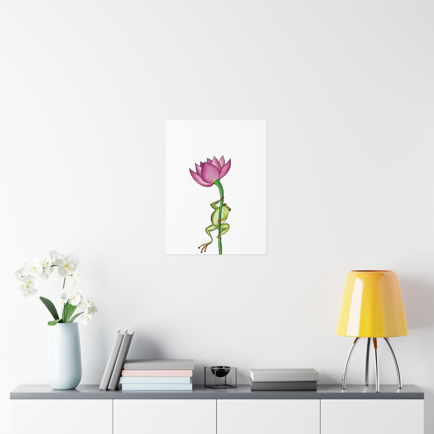 Frog Climbing a Flower Poster