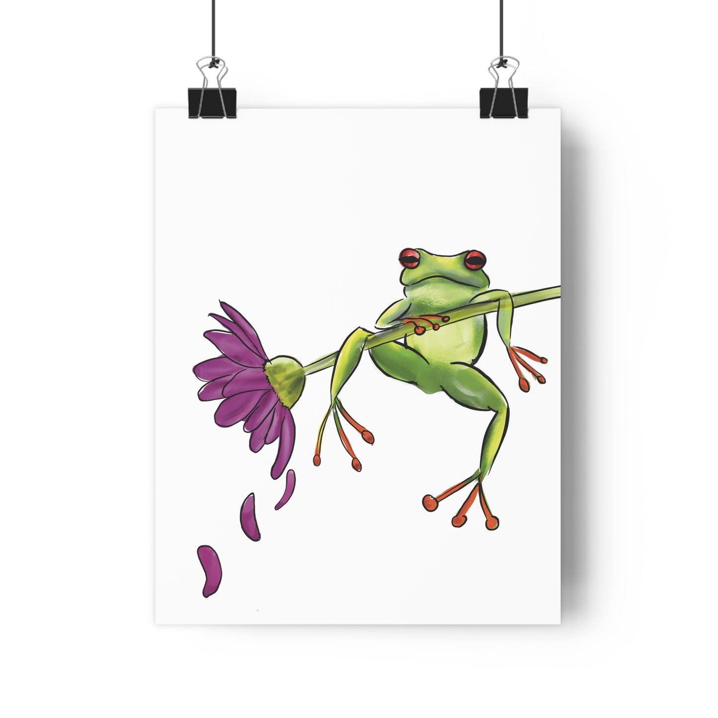 Cute Frog on Flower Art Print