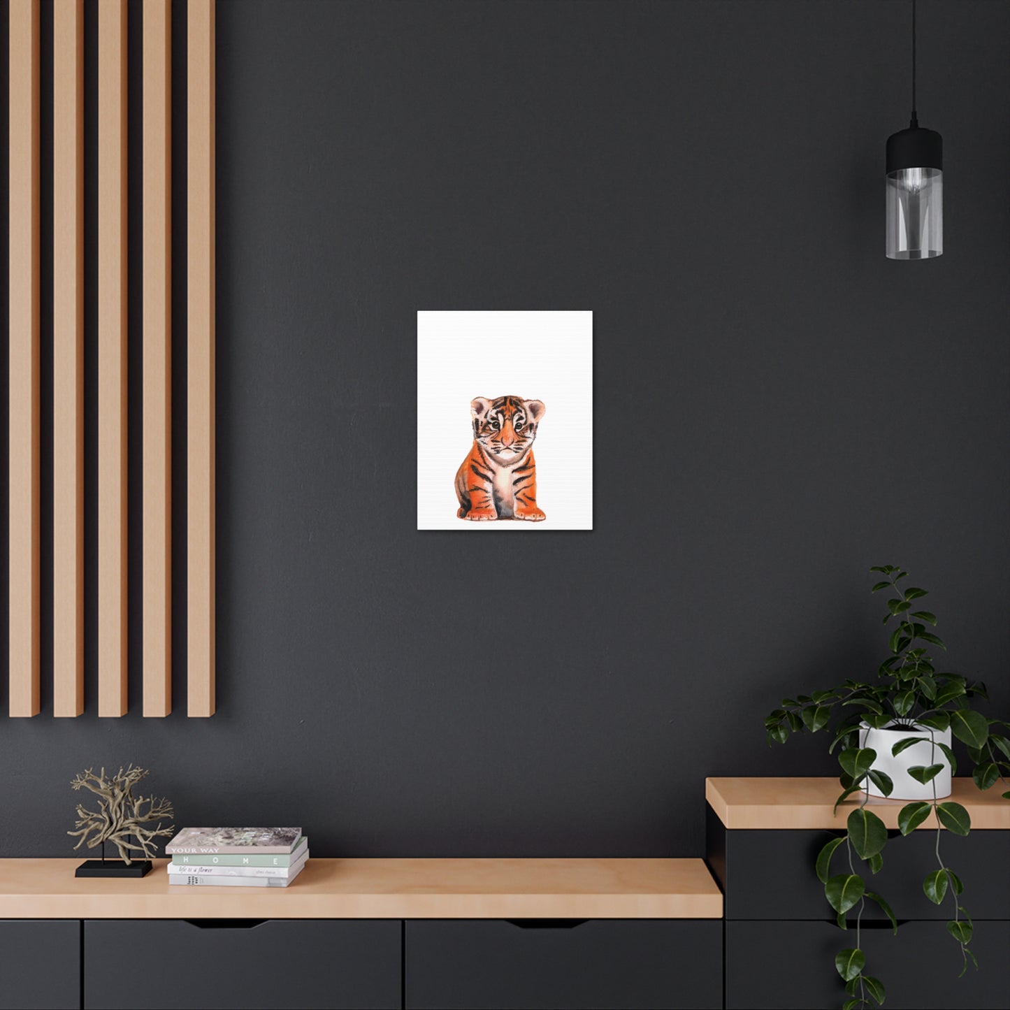 Cute Tiger Cub Gallery Canvas Wrap, Watercolor tiger cub, nursery room art, cute baby shower gift, new mom gift, cute baby tiger wall art, kids room art