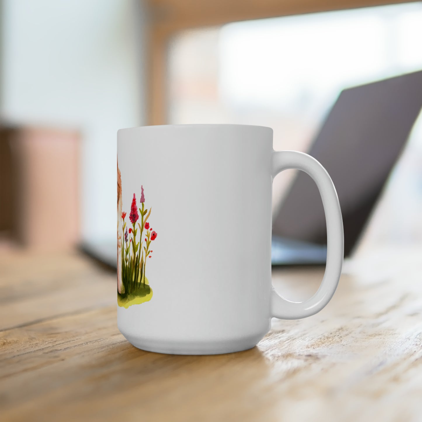 Cute Cat mug, Cute cat lover mug, cats and flowers ceramic mug, 15 oz, cat lover gift, persian cat cute mug,
