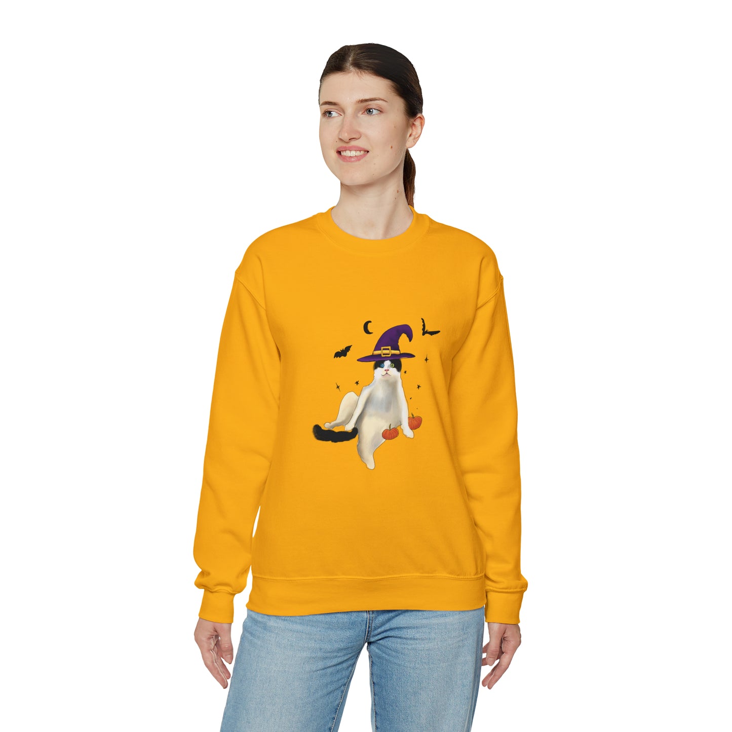 Cute Halloween Crewneck, Cute Cat Halloween Sweathshirt, Halloween Shirt, cute halloween cat crewneck