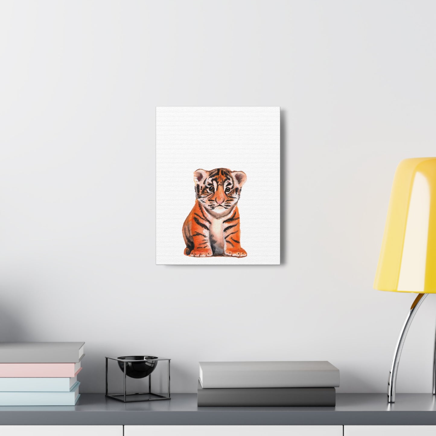 Cute Tiger Cub Gallery Canvas Wrap, Watercolor tiger cub, nursery room art, cute baby shower gift, new mom gift, cute baby tiger wall art, kids room art