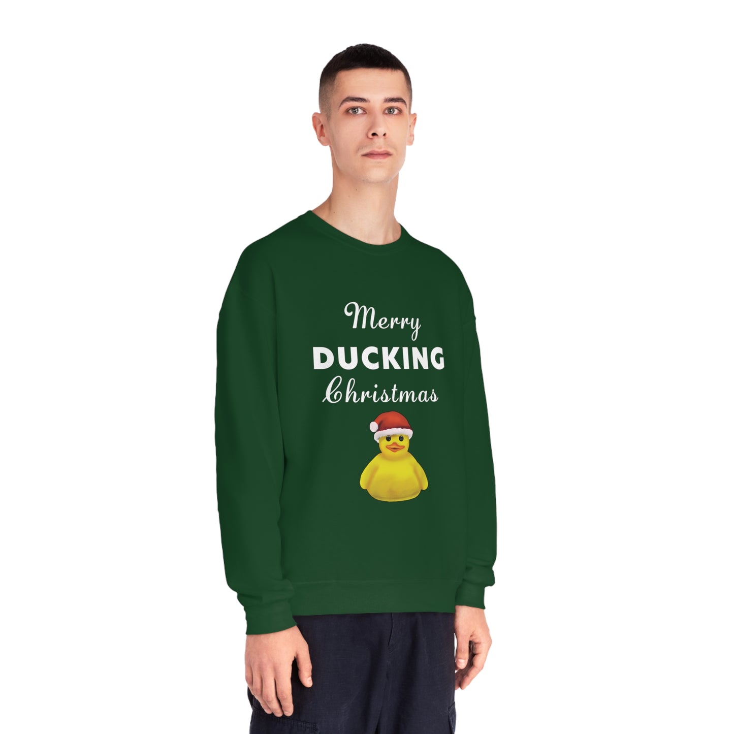 Funny Christmas Pun Duck Sweatshirt, Holiday Decor, cute funny holiday christmas sweatshirt, cute Merry Ducking Christmas Sweatshirt gift