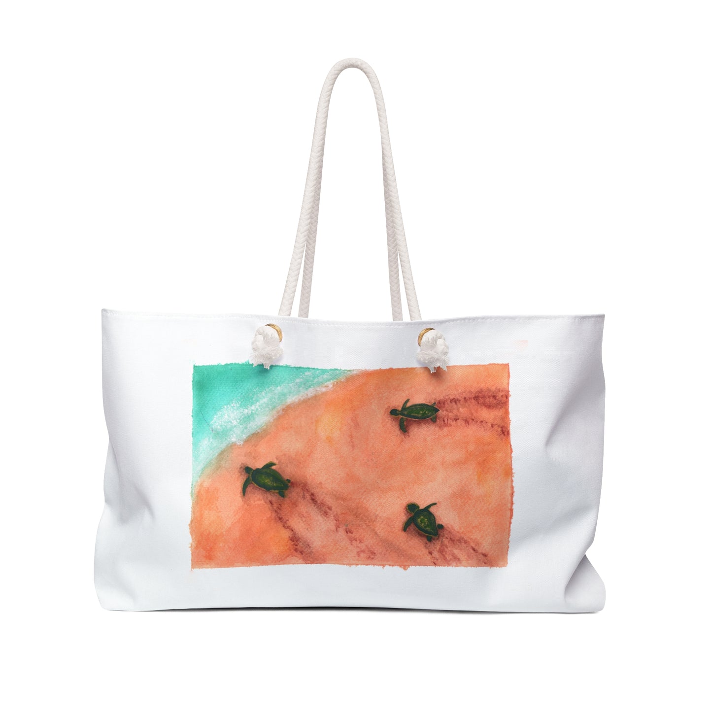 Watercolor baby sea turtles beach bag, weekender beach bag cute bag for the beach