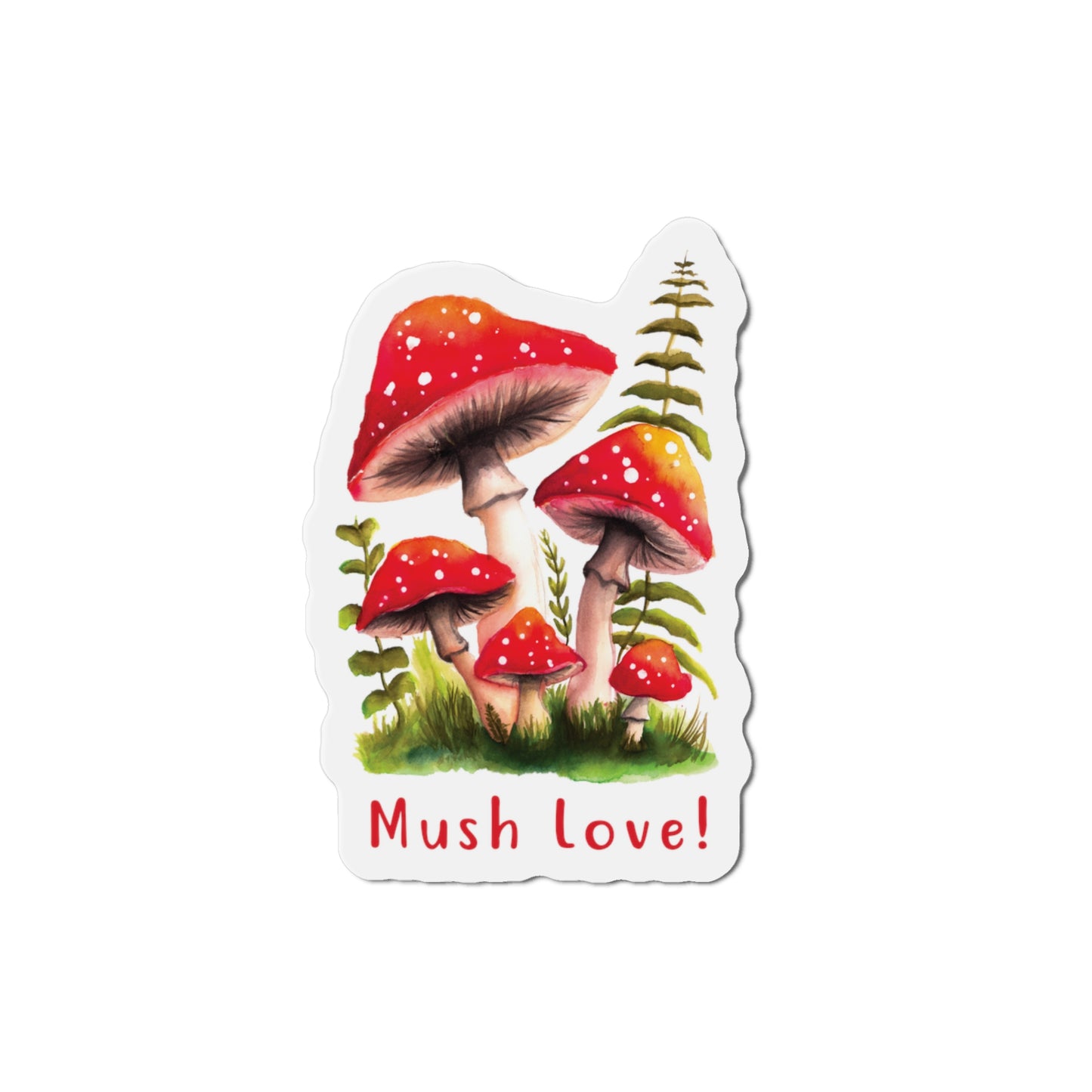 Cute Mushroom Fridge Magnet, Mush Love Magnet, Red Watercolor mushrooms Magnet