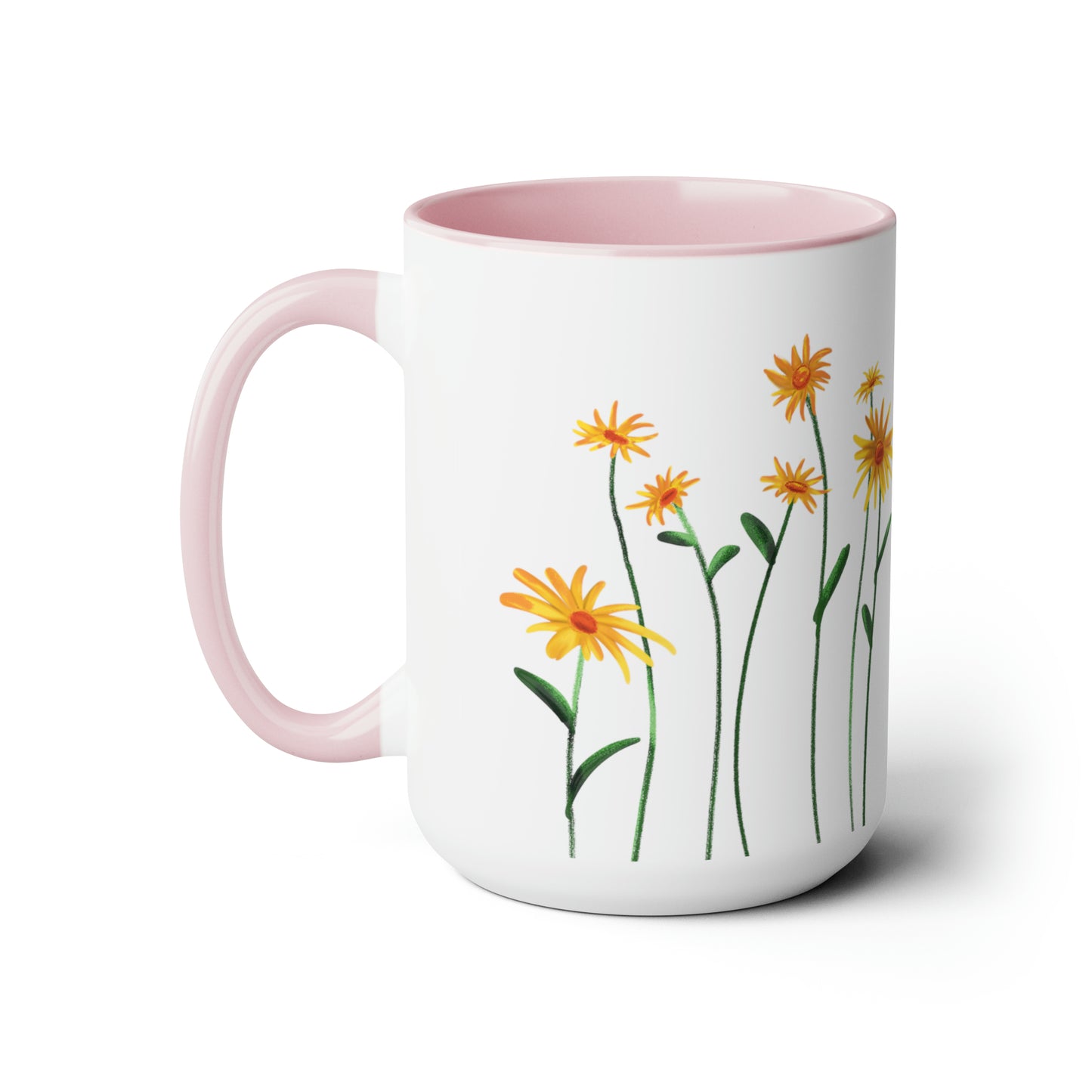 Pretty Red Accent Flowers Mug, 15 oz, Floral mug