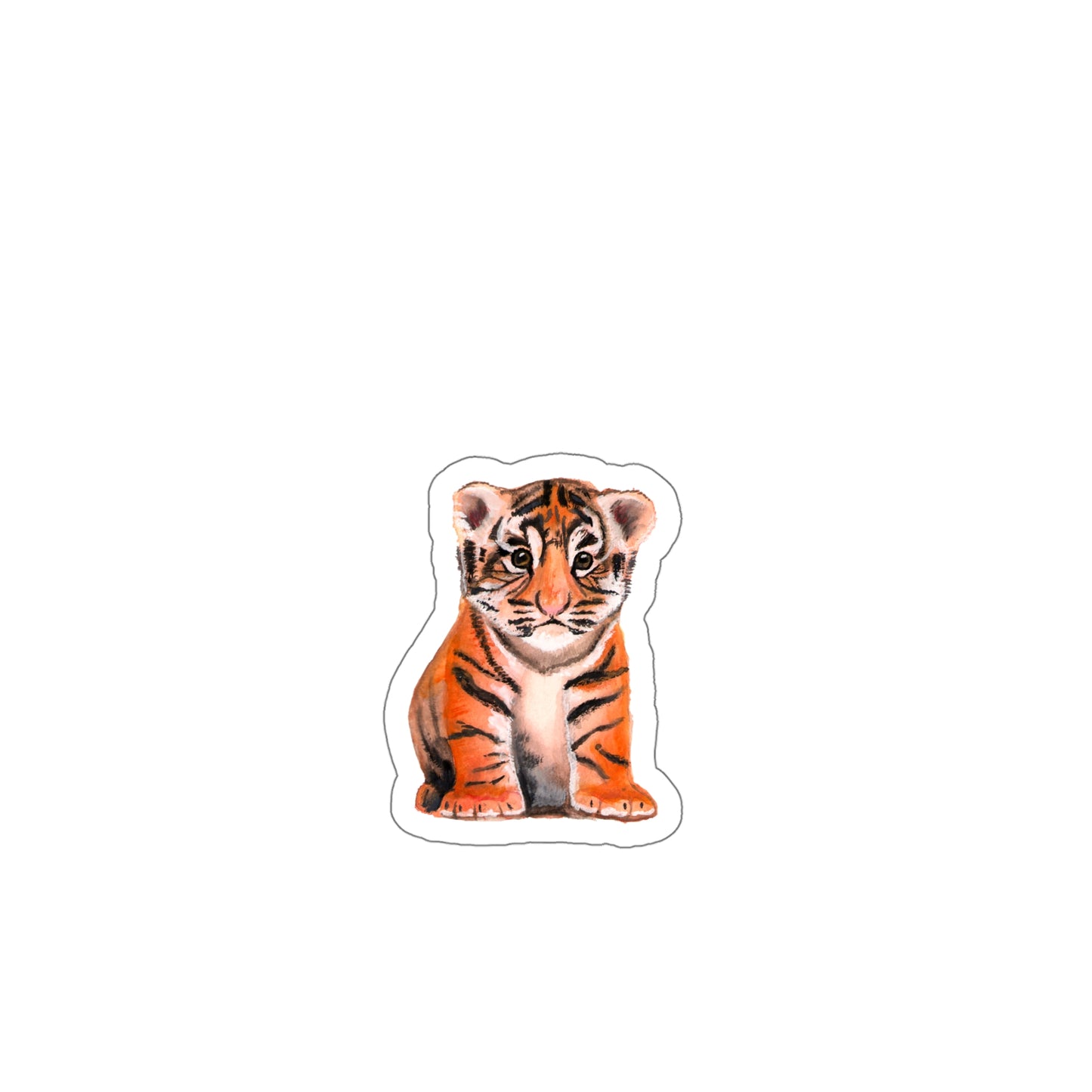 Cute Watercolor Tiger Cub Sticker for laptop, water bottle, back to school sticker cute, baby tiger, tiger lover