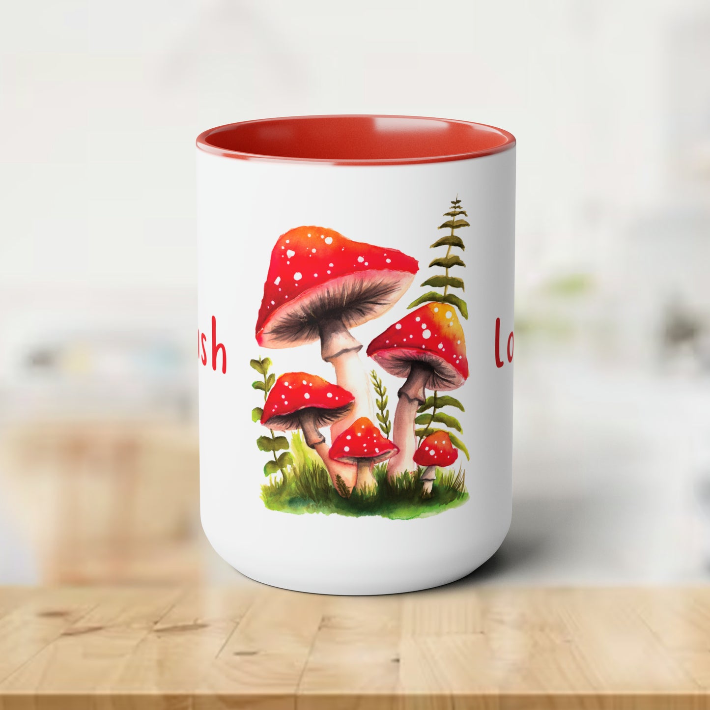 Cute Watercolor mushroom mug, Mush love watercolor mug, Cute pretty mushrooms, watercolor mug two toned gift cute