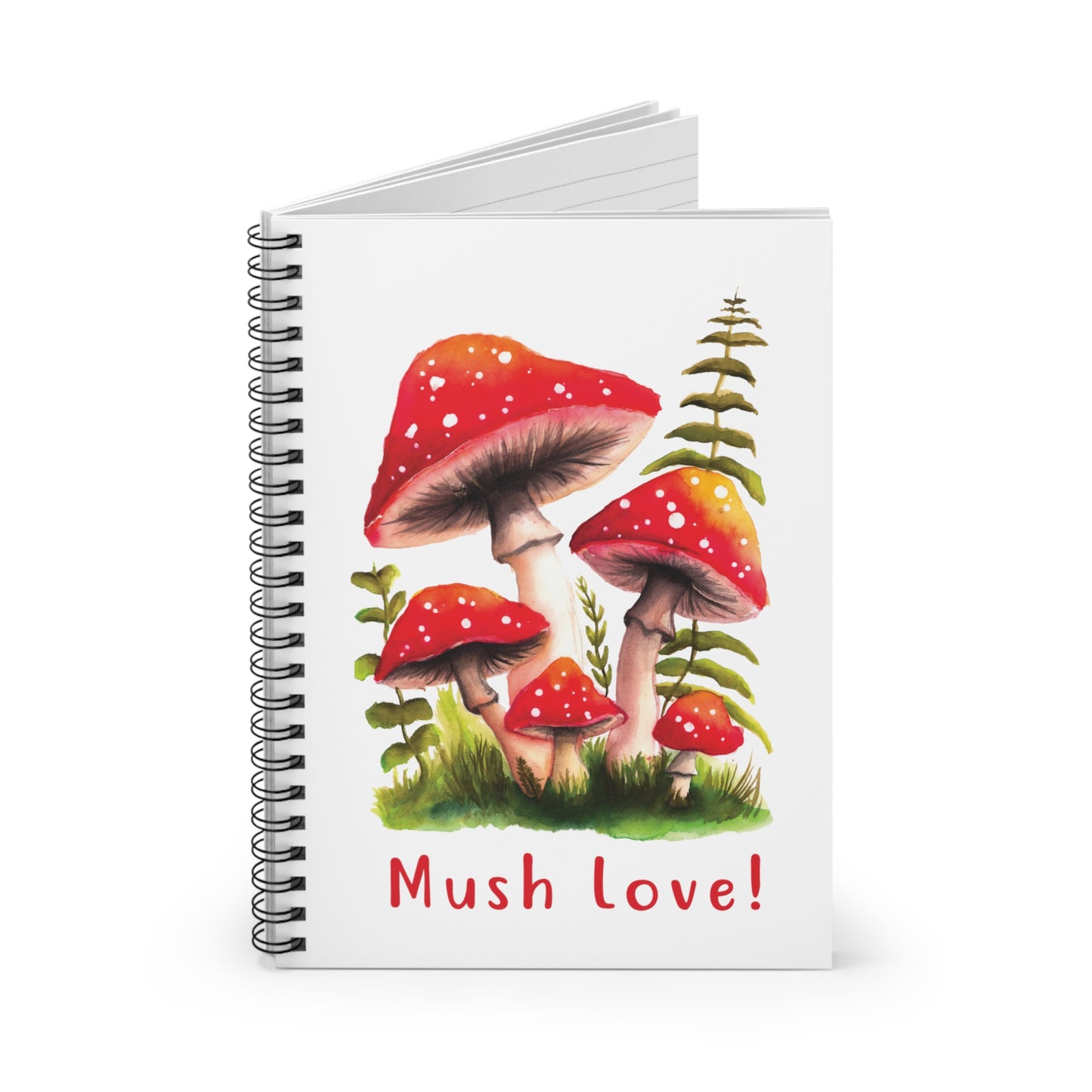 Cute Watercolor Mushroom Mush Love Journal, Cute Journal Mush Love, Funny Mushroom notebook