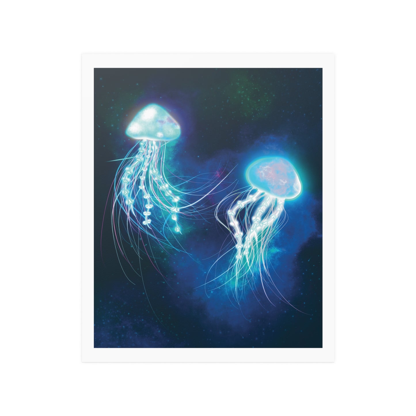 Two Jellyfish Friends Satin Poster