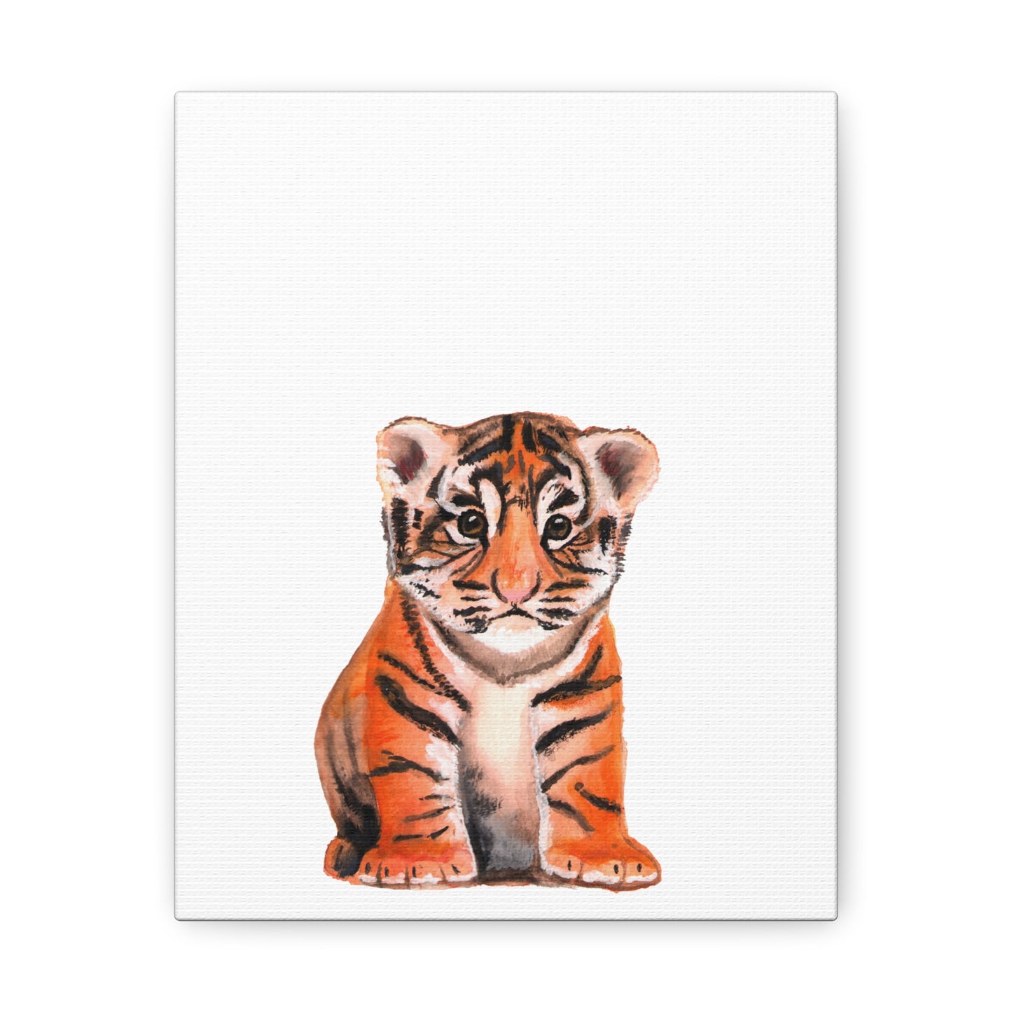 Cute Tiger Cub Gallery Canvas Wrap, Watercolor tiger cub, nursery room art, cute baby shower gift, new mom gift, cute baby tiger wall art, kids room art