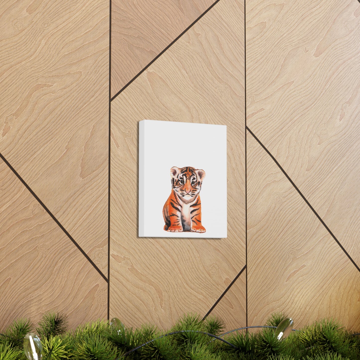 Cute Tiger Cub Gallery Canvas Wrap, Watercolor tiger cub, nursery room art, cute baby shower gift, new mom gift, cute baby tiger wall art, kids room art