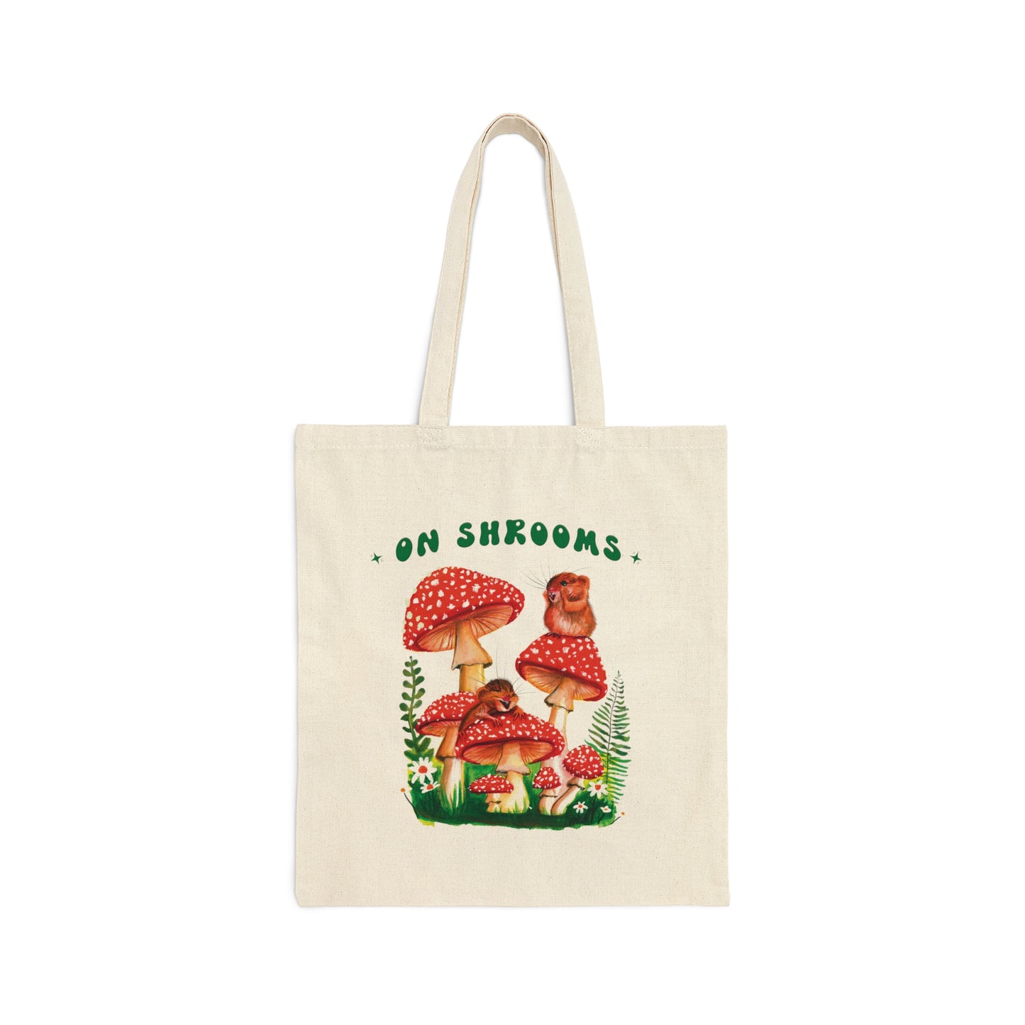 Cute funny mushroom tote bag, were on shrooms tote bag, funny pun, mushroom watercolor, mushroom lover