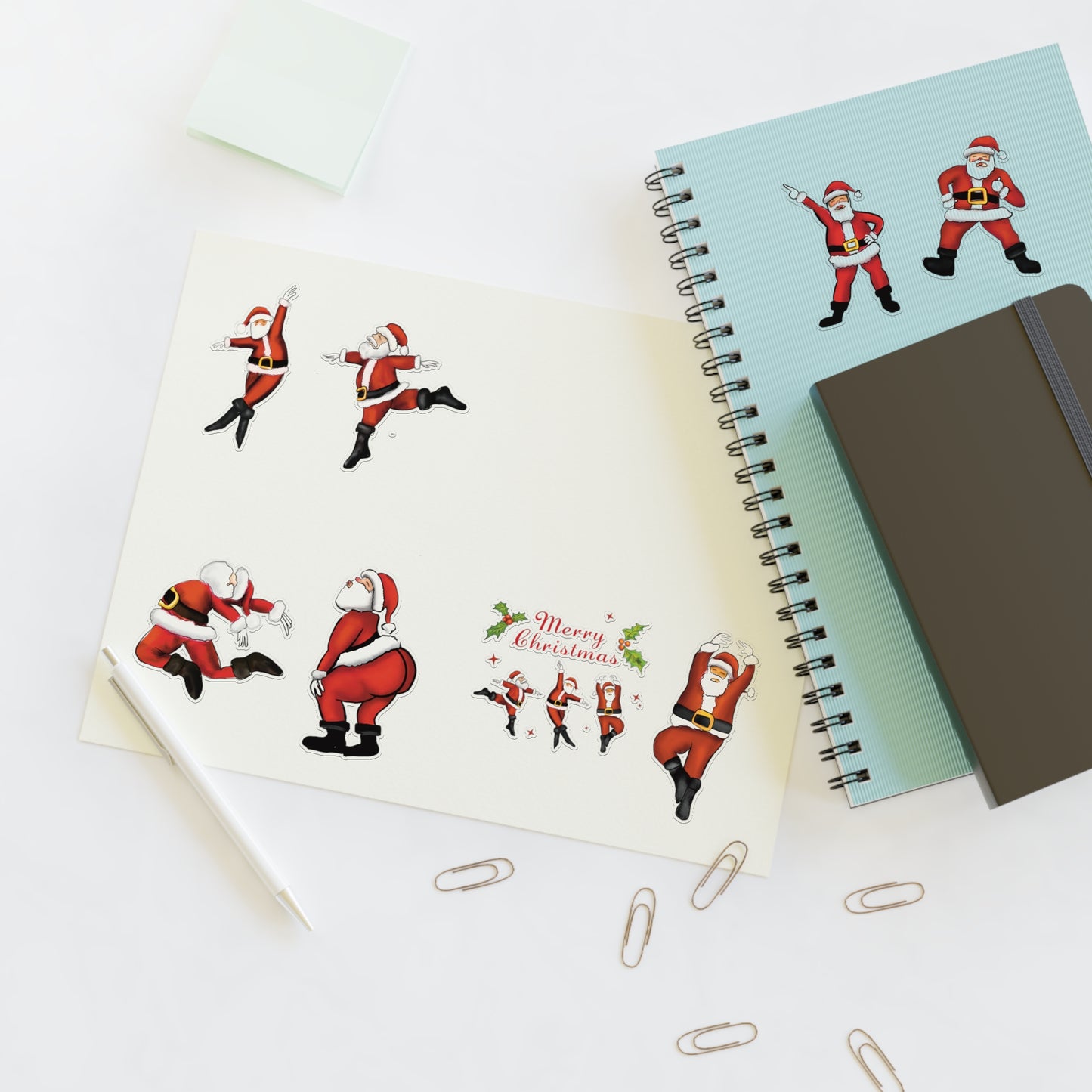 funny santa sticker sheet