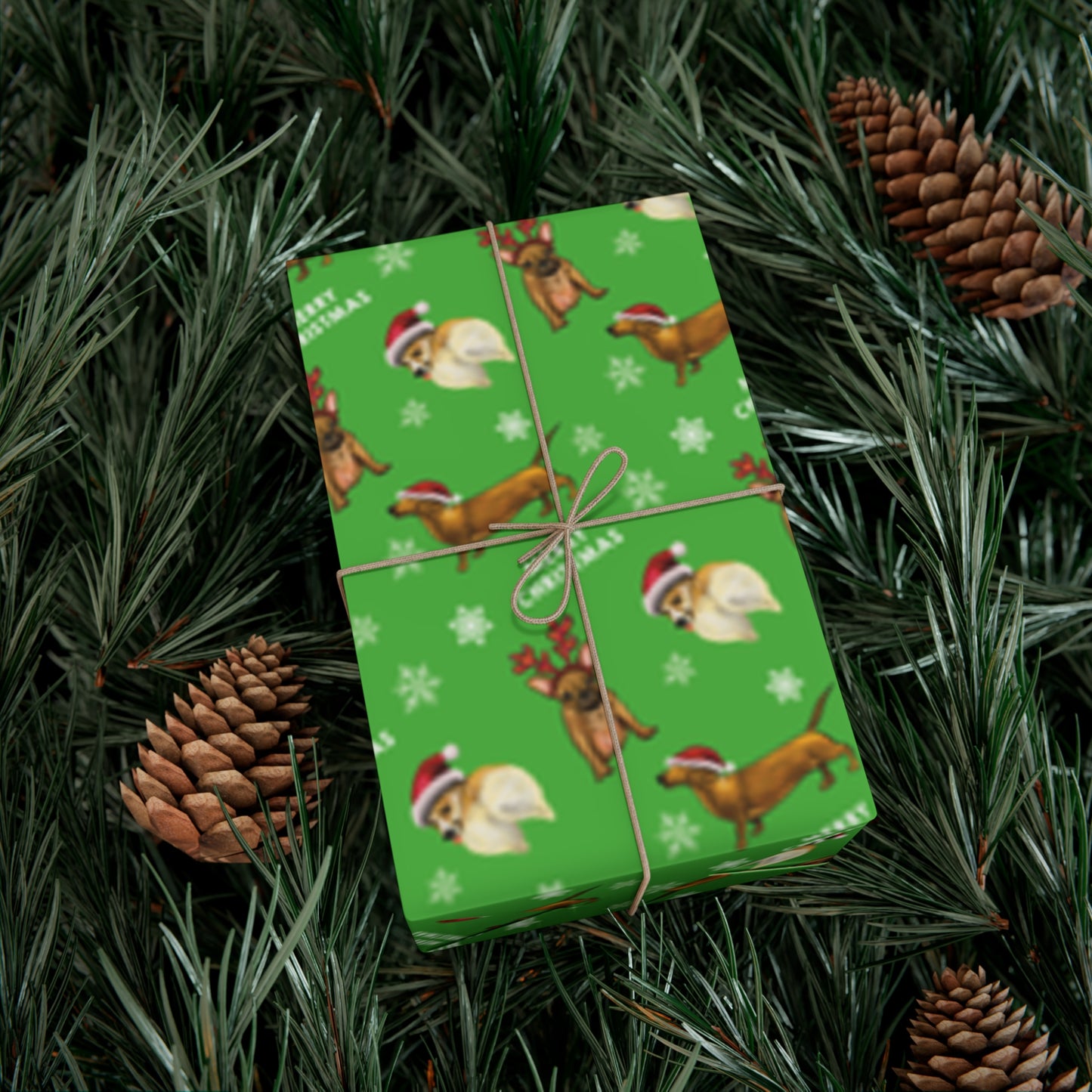 Cute funny dog christmas wrapping paper, funny dog christmas holiday gift wrap paper, cute dog in costume, christmas dog antlers cute