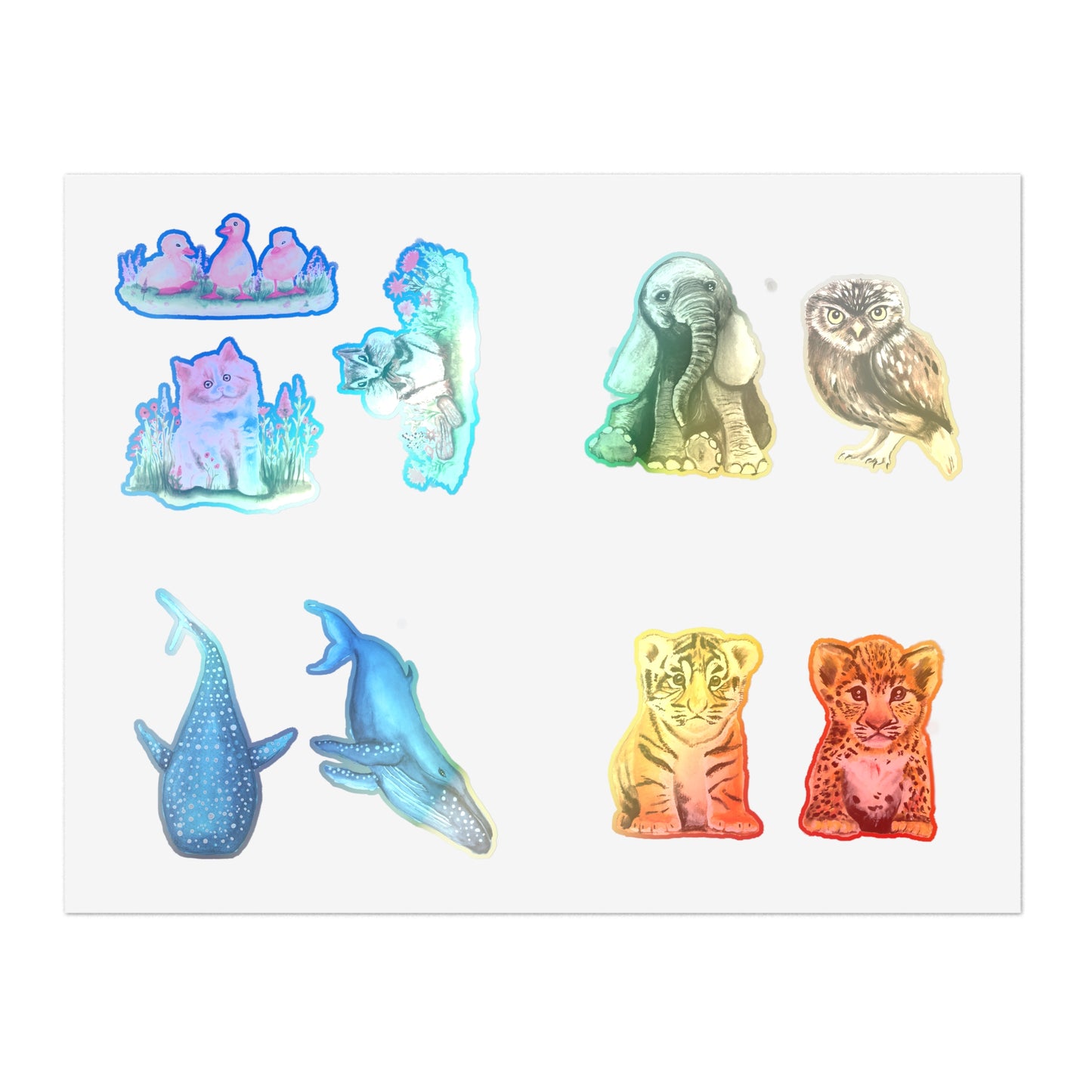 Cute Watercolor Baby Animal Stickers, Die Cut Cute Adorable Sticker sheet, Sticker bundle Sheet, stickers for kids