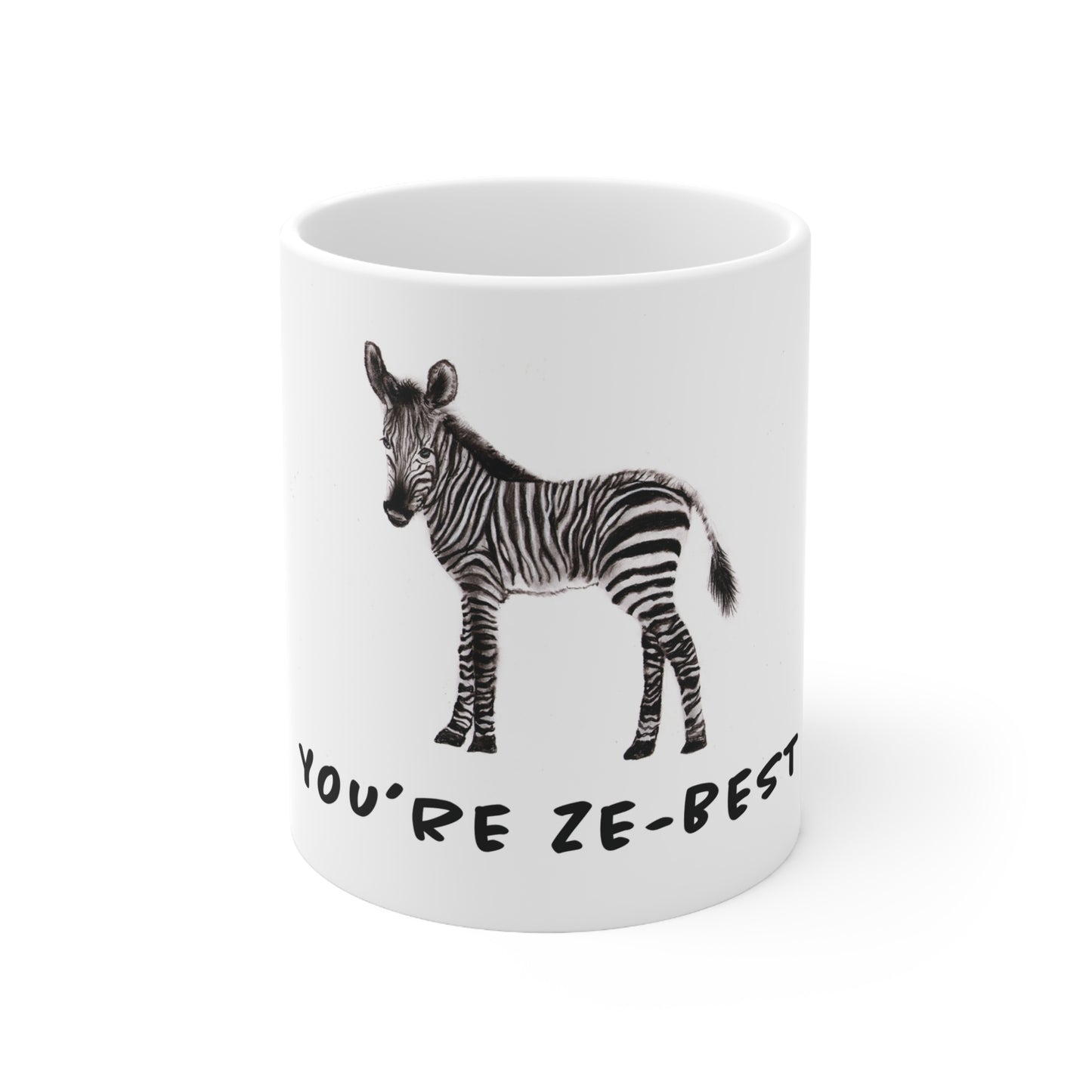 Cute Funny Zebra Mug, Zebra cute mug, funny pun zebra mug, cute graphite zebra art, baby zebra drawing, cute baby animal mug pun