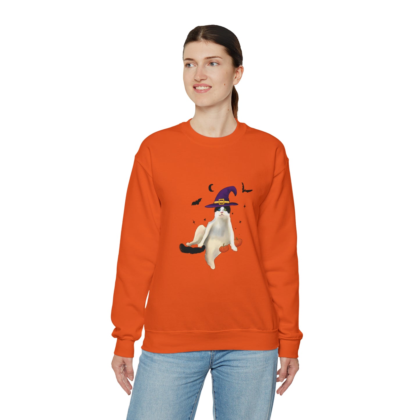 Cute Halloween Crewneck, Cute Cat Halloween Sweathshirt, Halloween Shirt, cute halloween cat crewneck